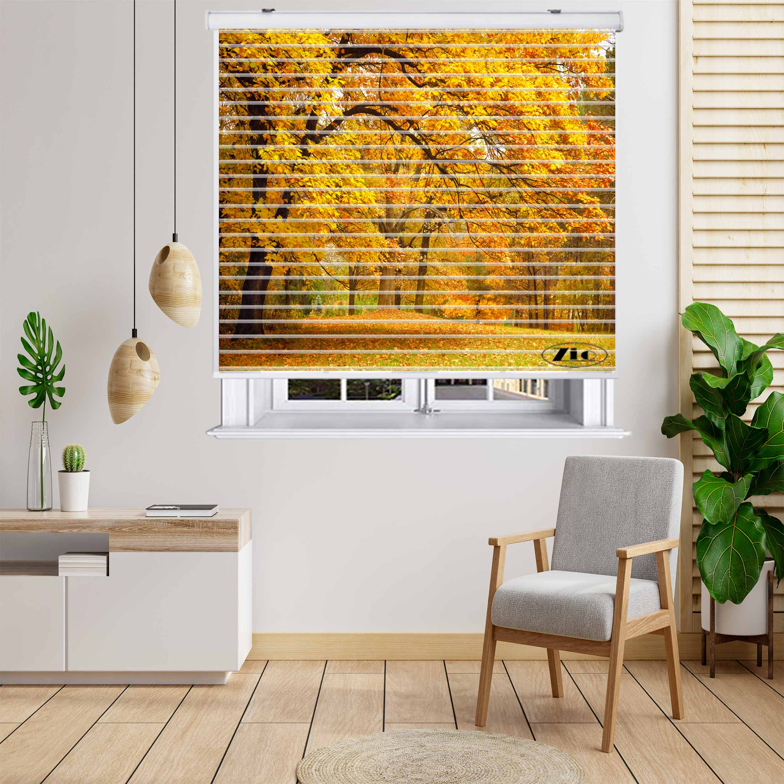 پرده زبرا زیو مدل  L-5000 سایز 150x150 سانتی متر