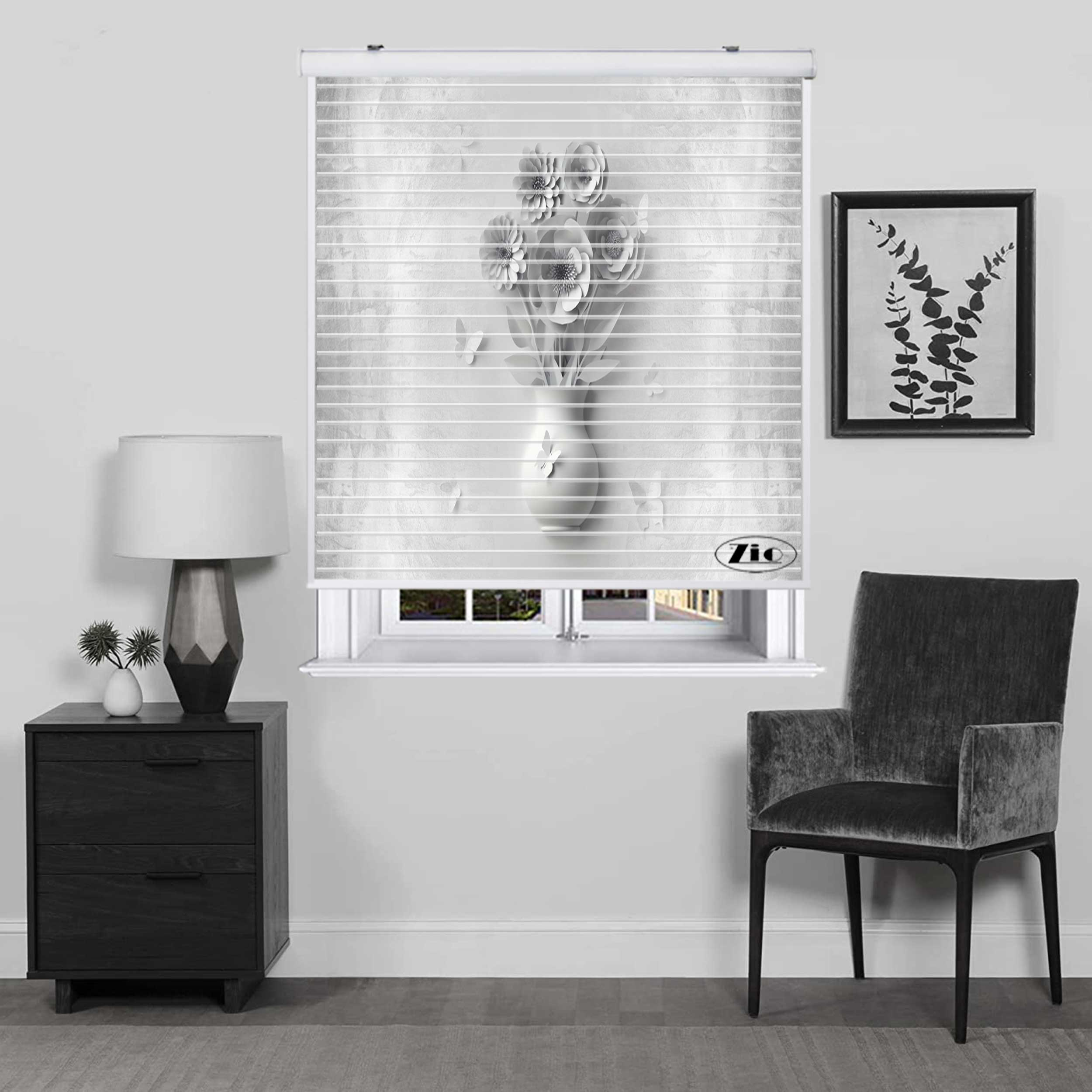 پرده زبرا زیو مدل سیلوئت 3D1362 سایز 150x150 سانتی متر
