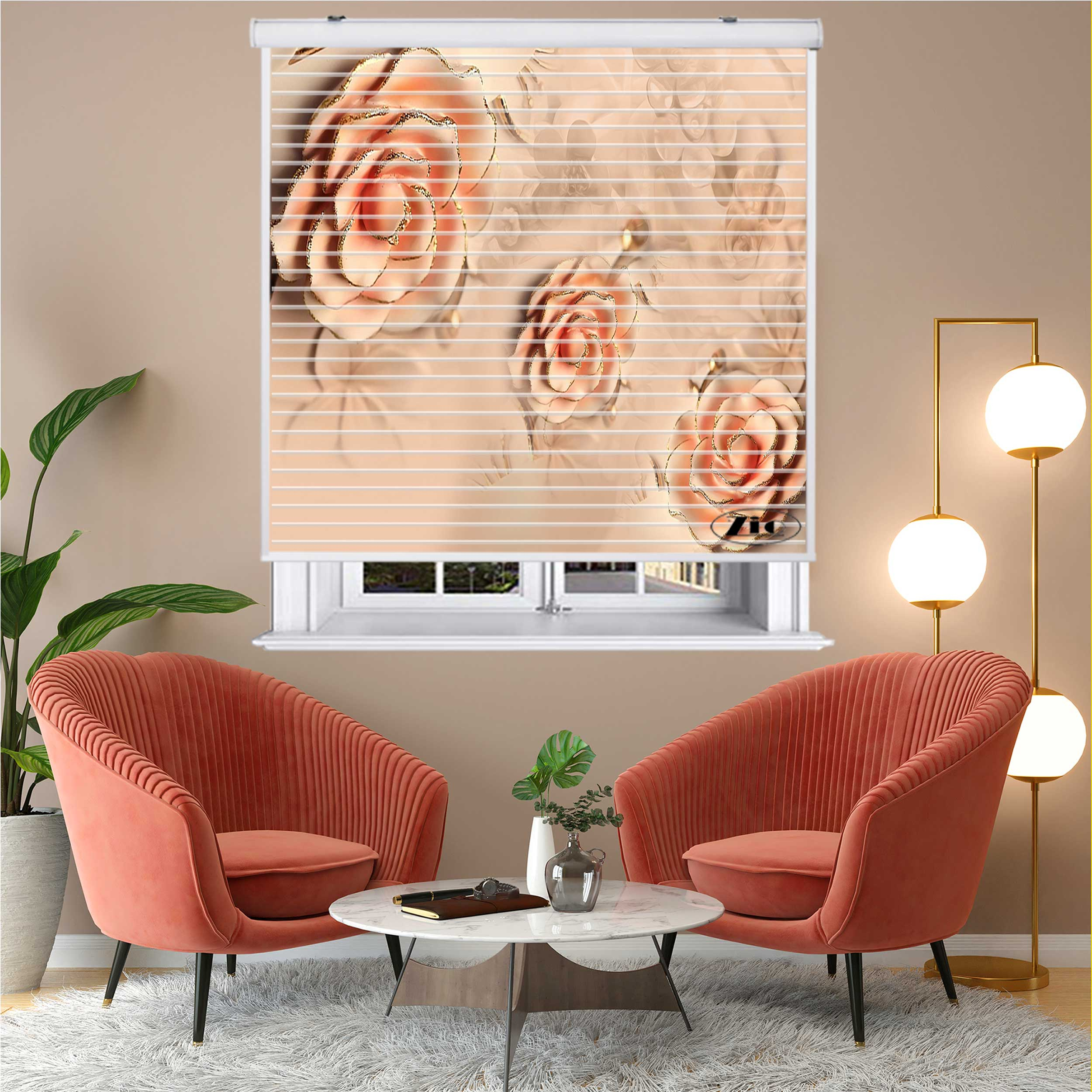 پرده زبرا زیو مدل سیلوئت 3D1416 سایز 150x150 سانتی متر