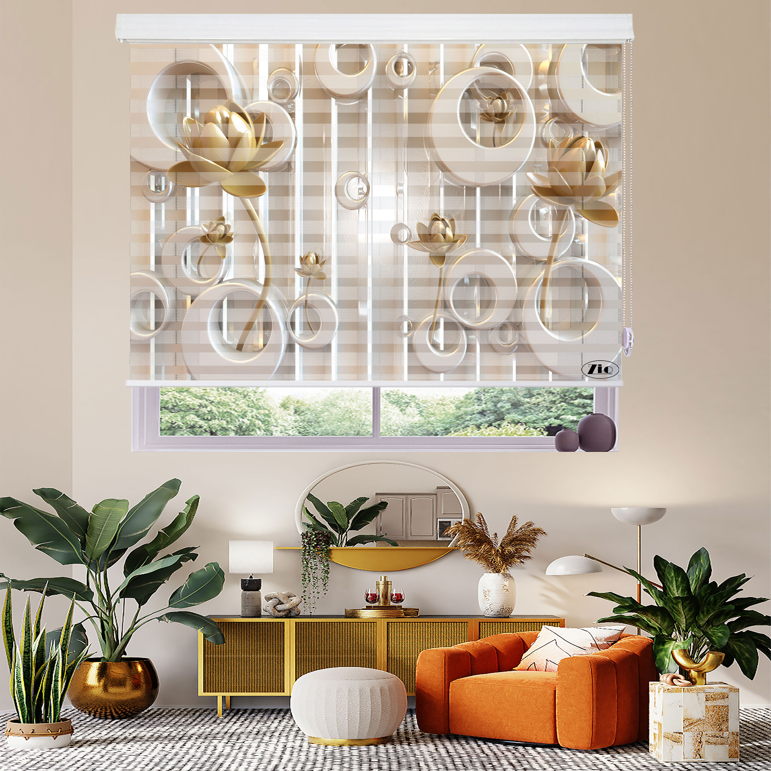 پرده زبرا زیو مدل 3D-1136 سایز 100x200 سانتی متر