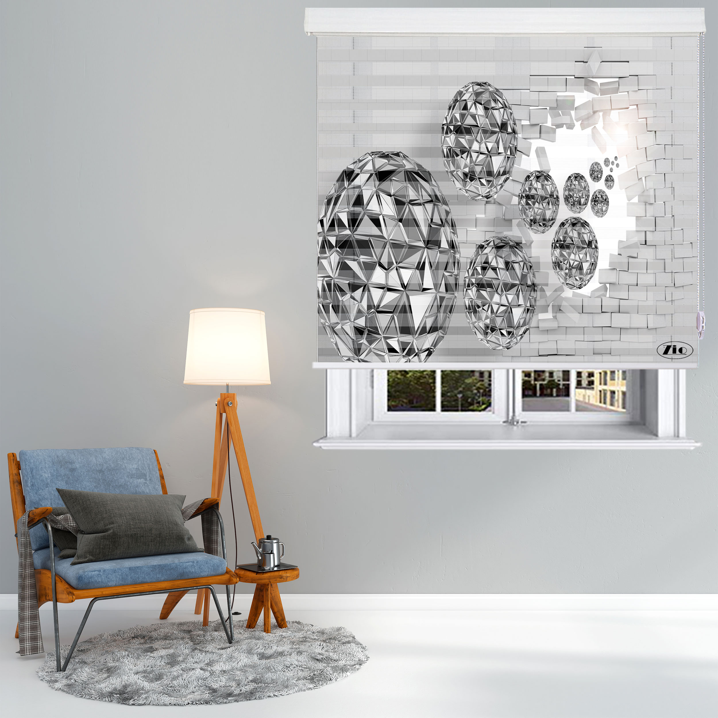 پرده زبرا زیو مدل 3D-1077 سایز 100x200 سانتی متر