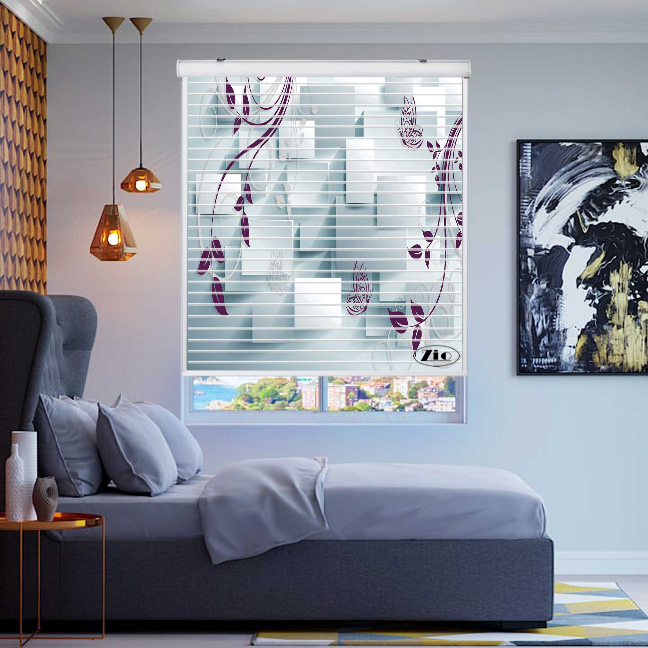 پرده زبرا زیو مدل سیلوئت 3D1263 سایز 150x150 سانتی متر