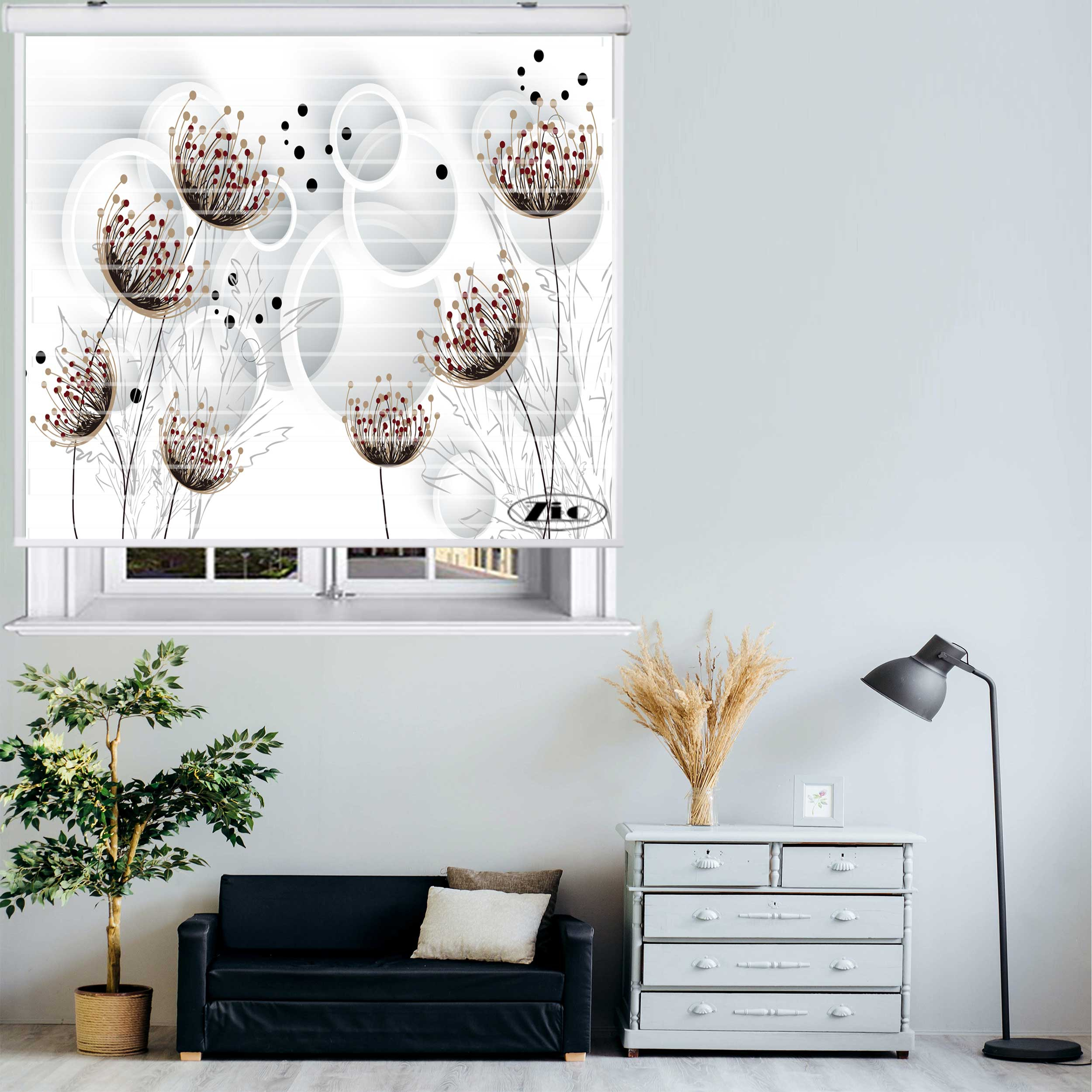 پرده زبرا مدل سیلوئت 3D1037 سایز 150x150 سانتی متر