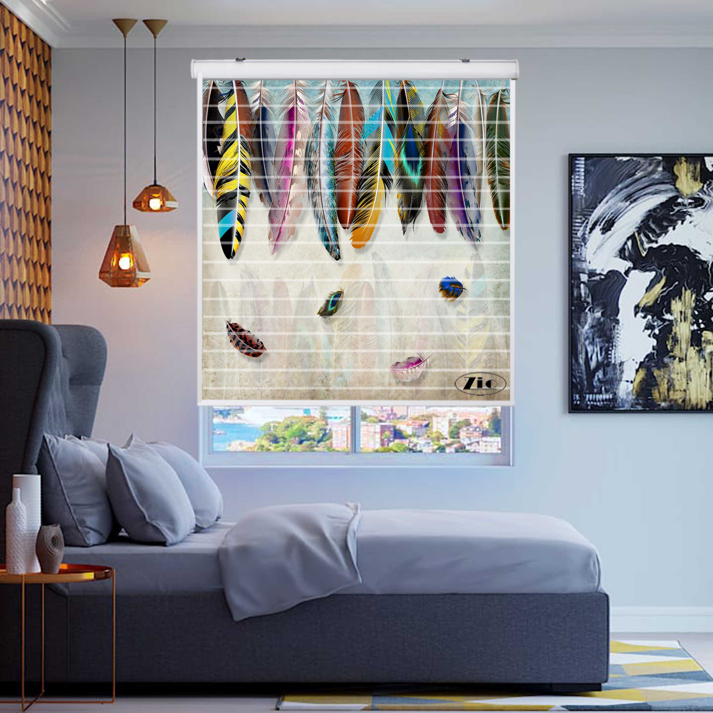 پرده زبرا زیو مدل سیلوئت 3D1217 سایز 150x150 سانتی متر