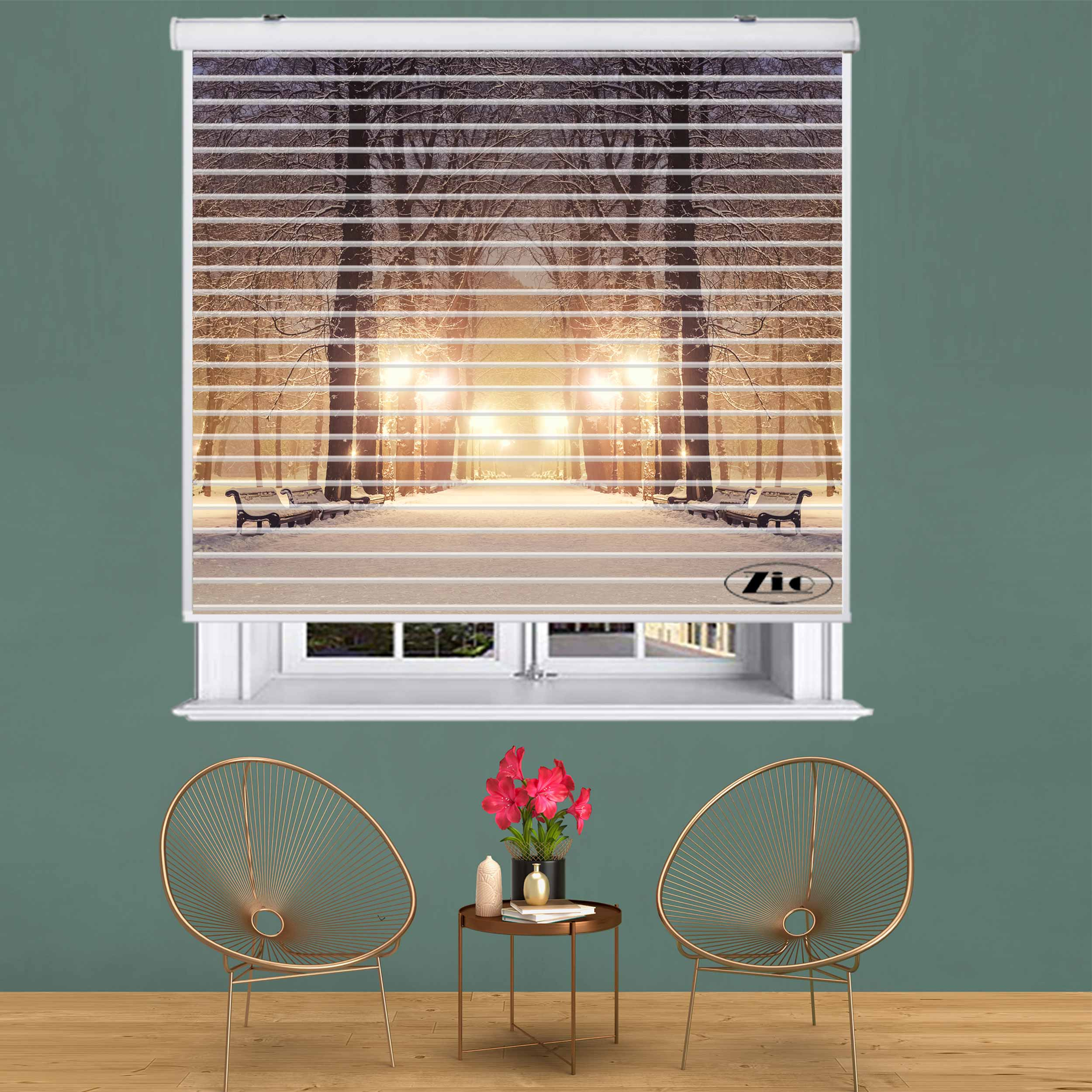 پرده زبرا زیو مدل سیلوئتL-5036 سایز 150x150 سانتی متر