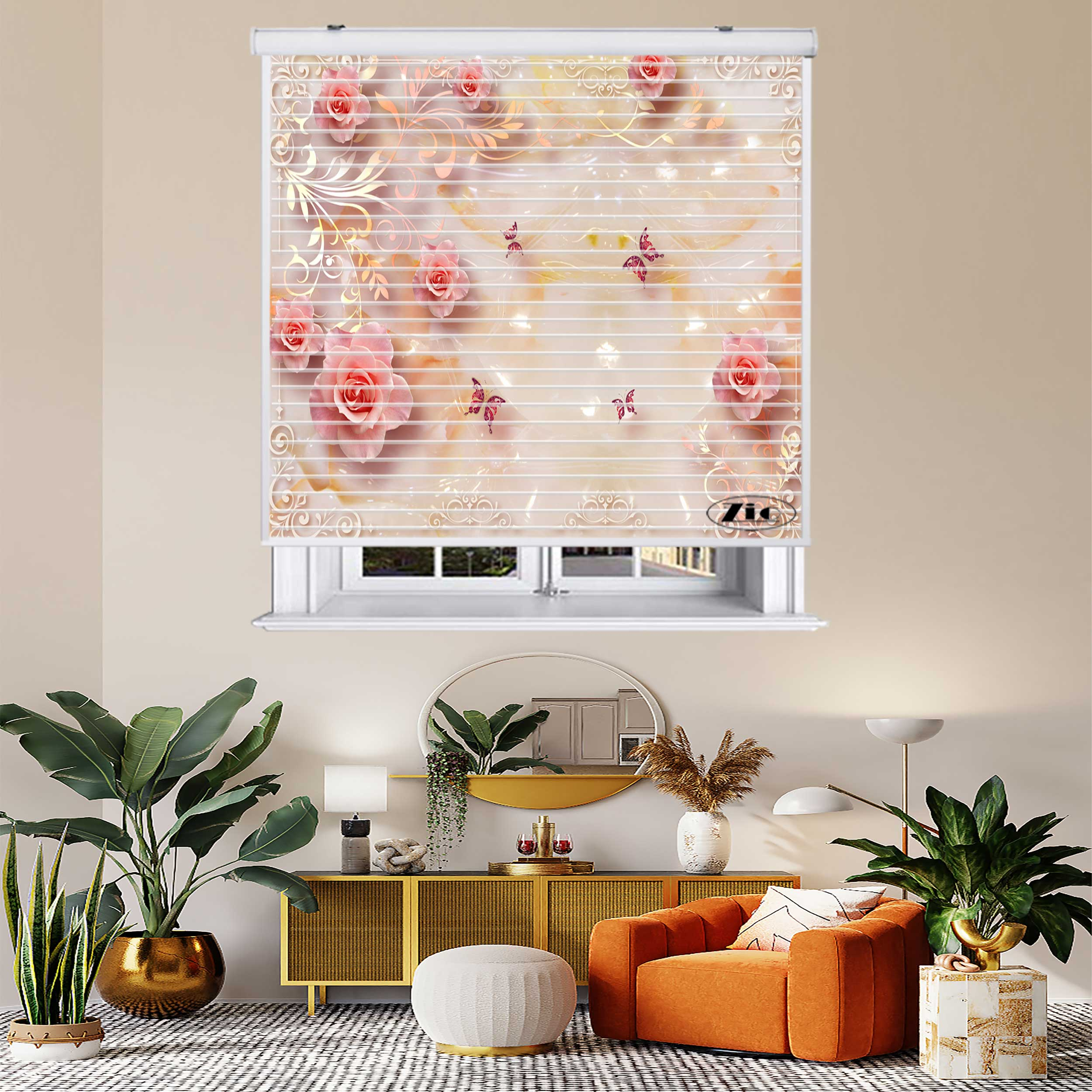 پرده زبرا زیو مدل سیلوئت 3D1410 سایز 150x150 سانتی متر