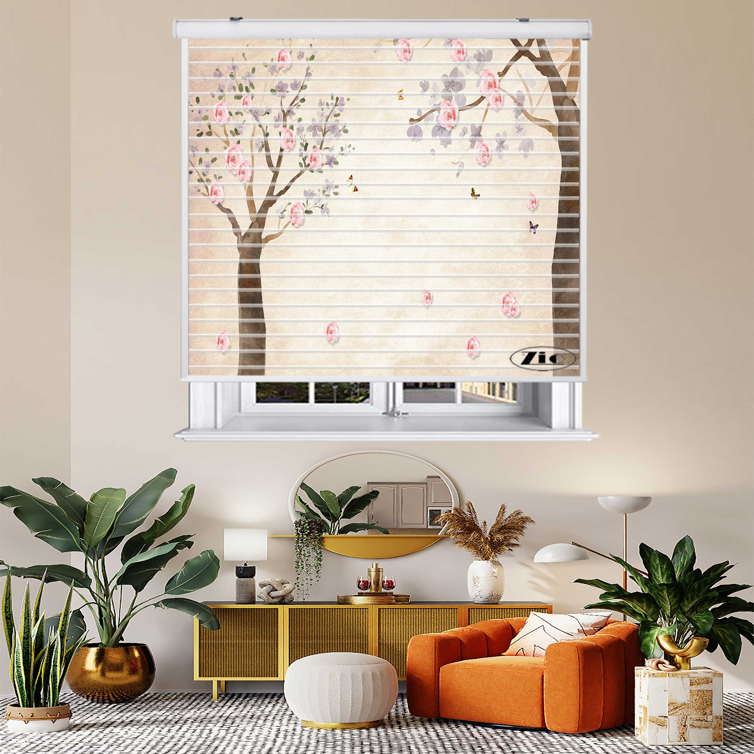 پرده زبرا زیو مدل سیلوئت 3D1309 سایز 150x150 سانتی متر