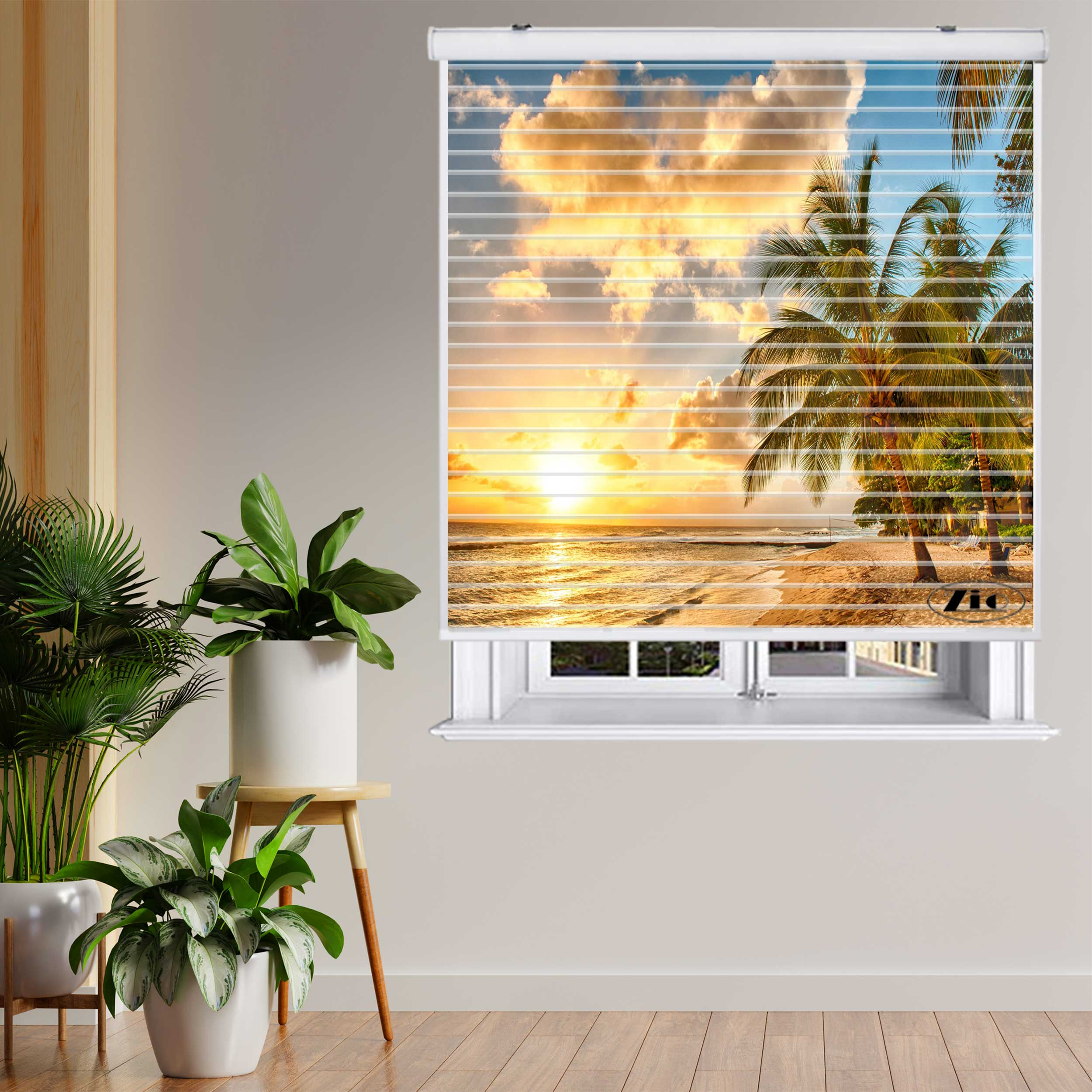 پرده زبرا زیو مدل سیلوئت کد L-5073 سایز 150x150 سانتی متر