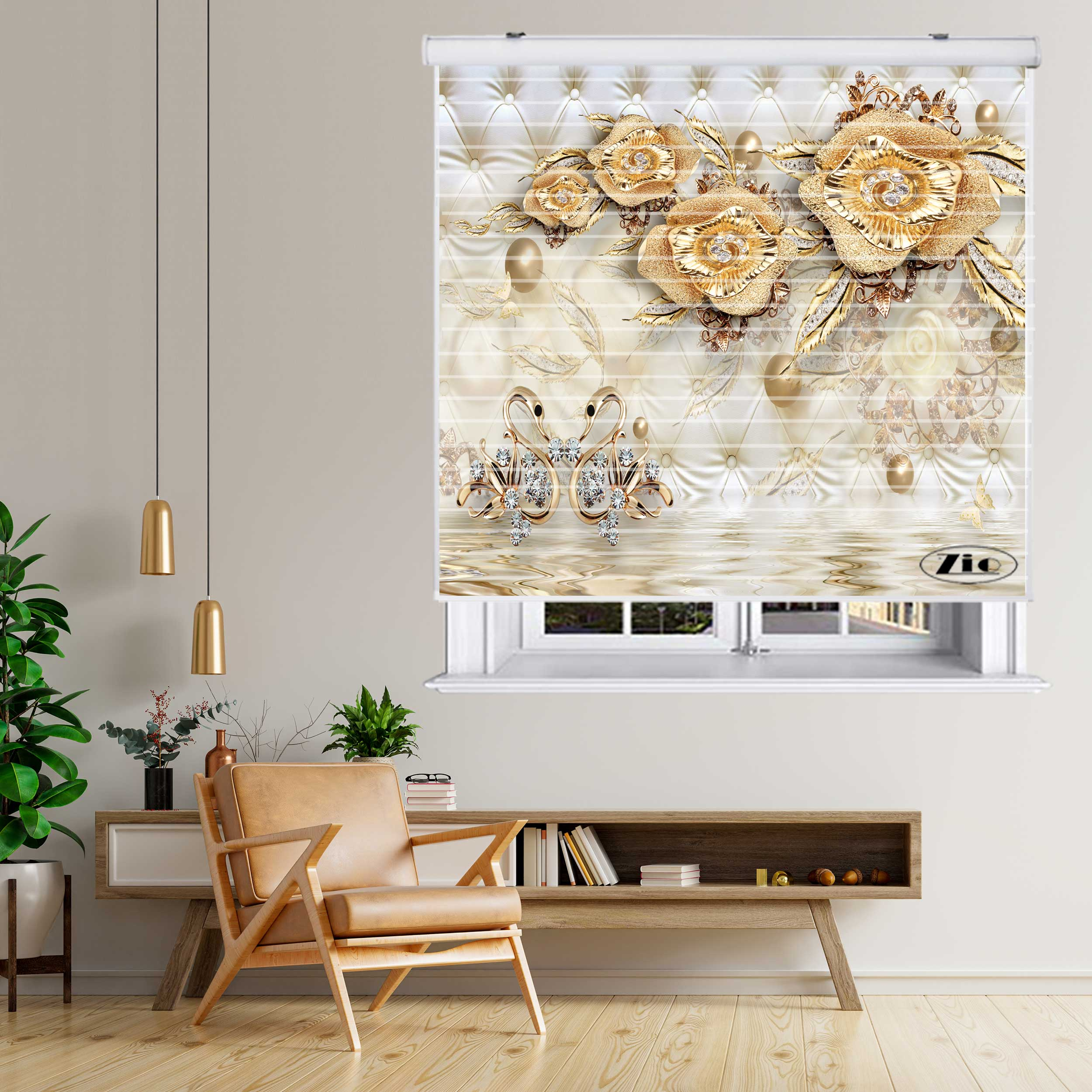 پرده زبرا زیو مدل سیلوئت 3D1181 سایز 150x150 سانتی متر