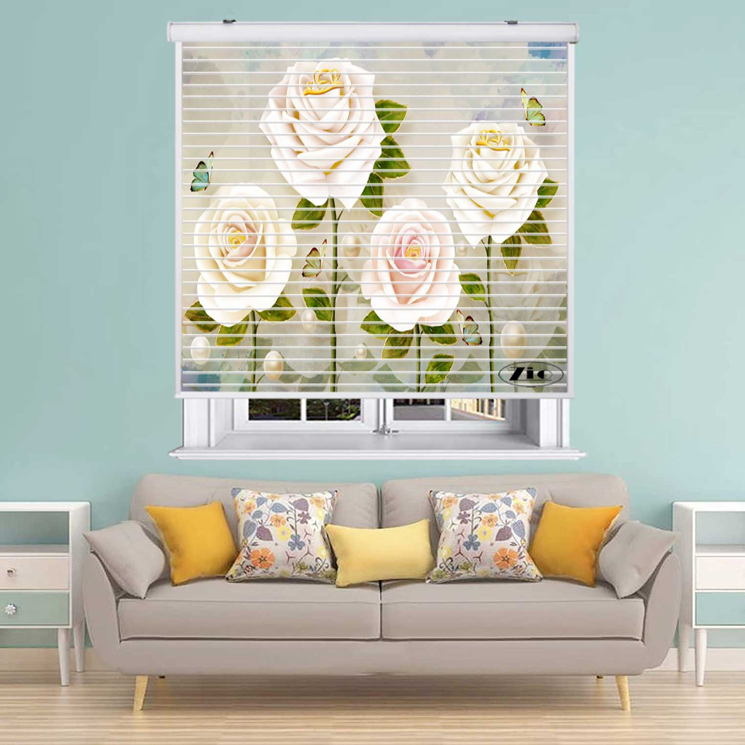پرده زبرا زیو مدل سیلوئت 3D1331 سایز 150x150 سانتی متر