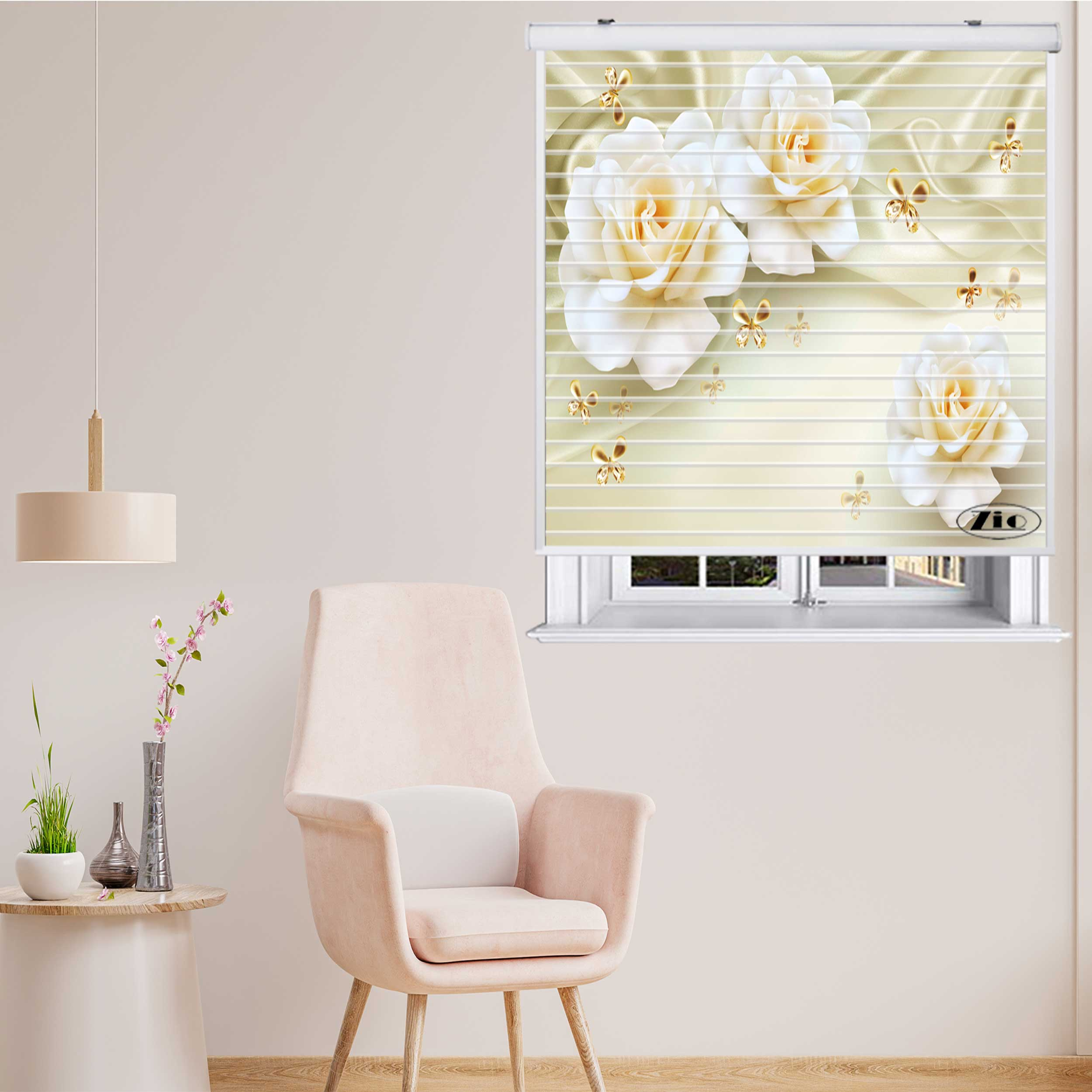 پرده زبرا زیو مدل سیلوئت 3D1273 سایز 150x150 سانتی متر