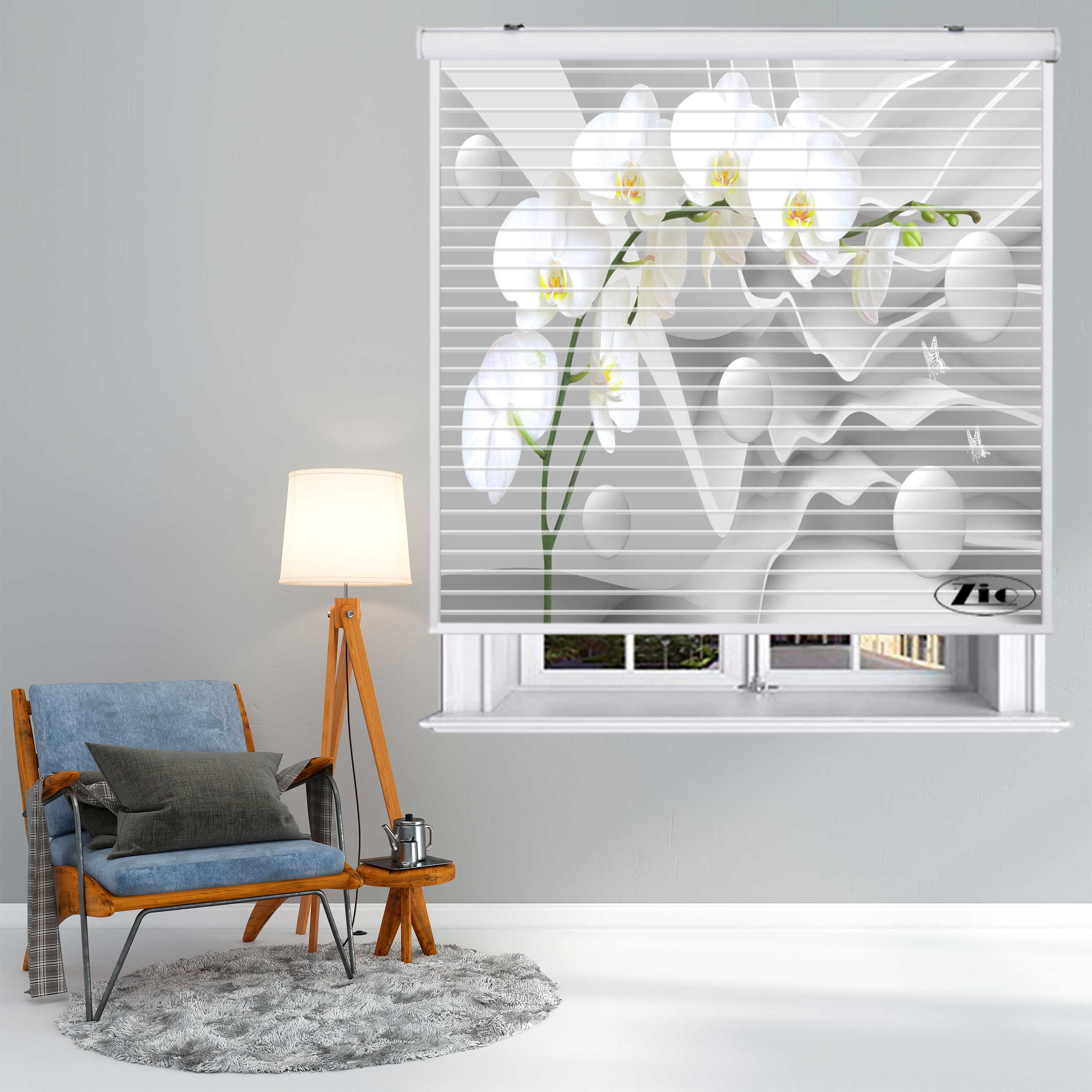 پرده زبرا زیو مدل سیلوئت 3D1493 سایز 150x150 سانتی متر