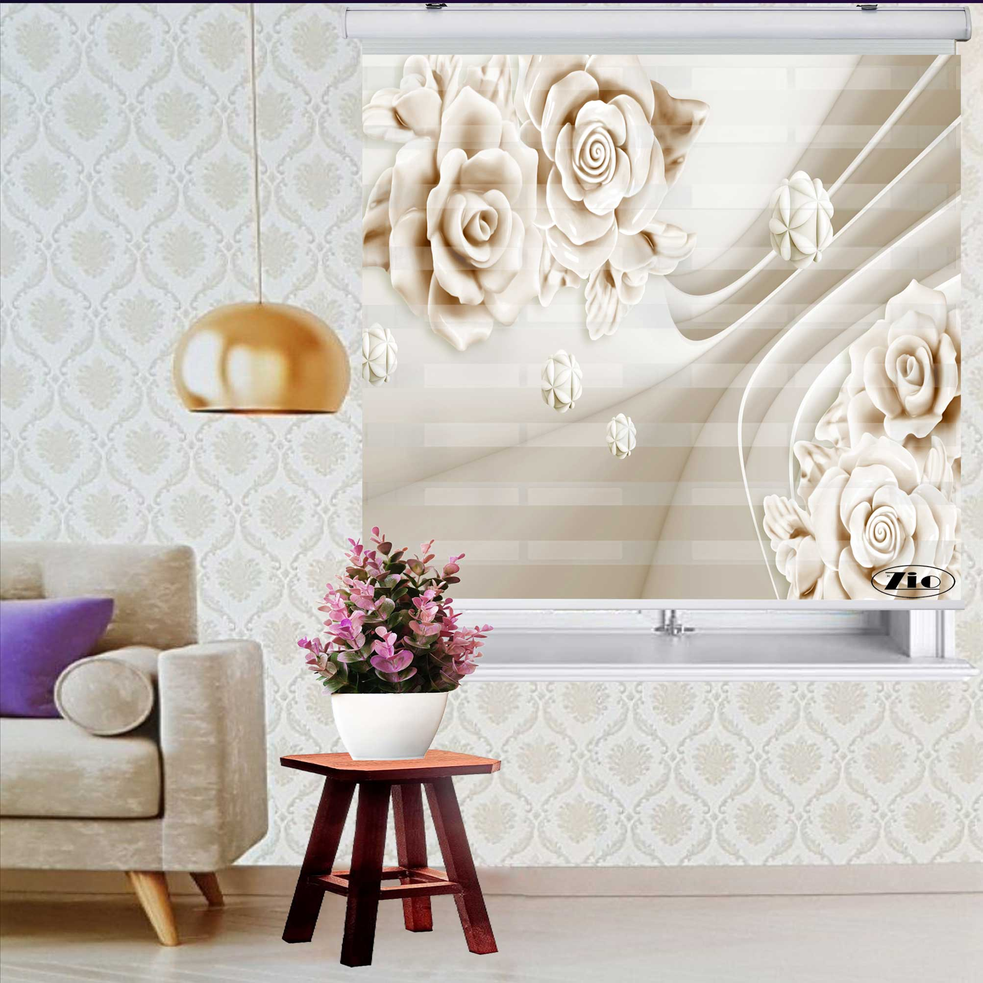 پرده زبرا زیو کد 3D1051 سایز 150x150 سانتی متر