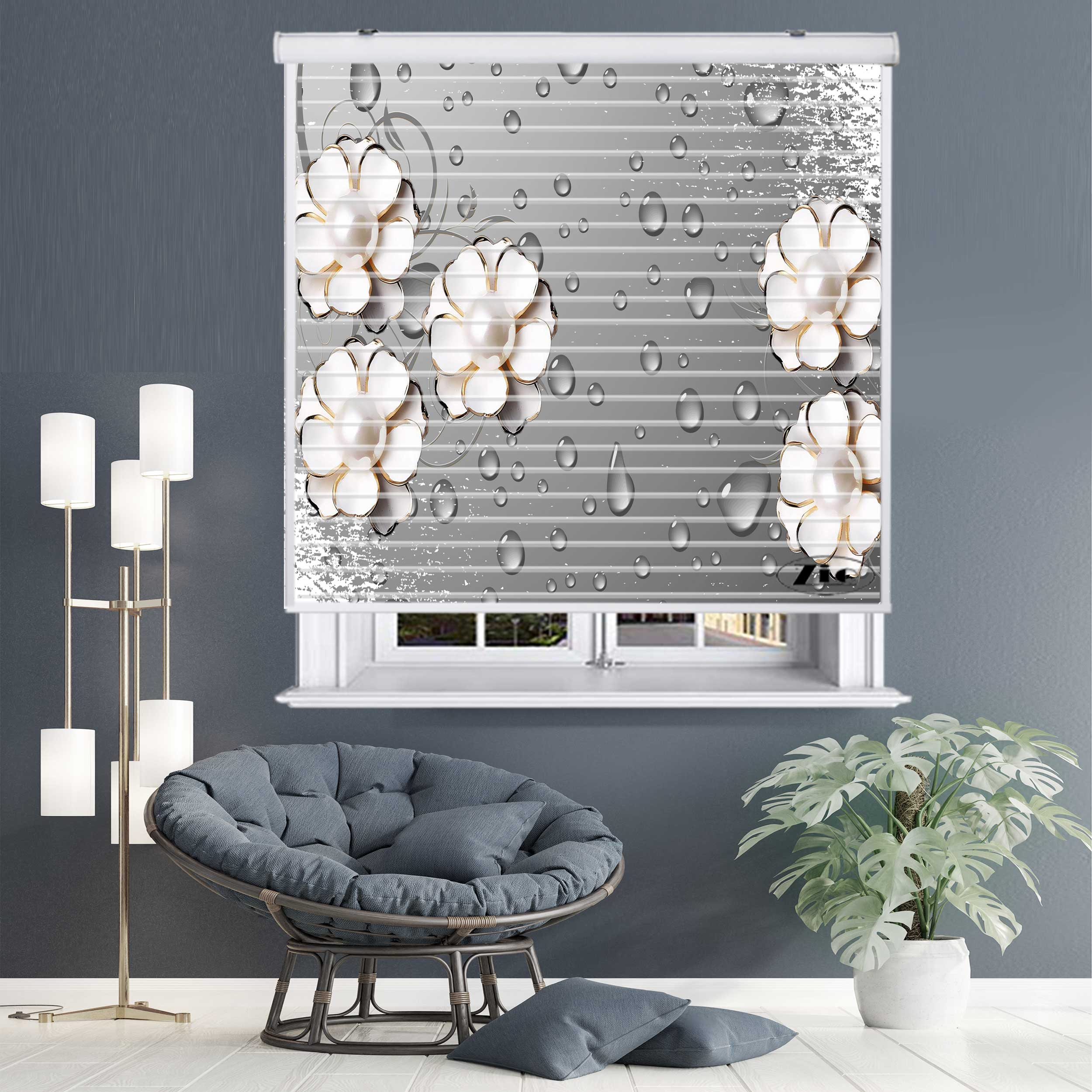 پرده زبرا زیو مدل سیلوئت 3D1299 سایز 150x150 سانتی متر