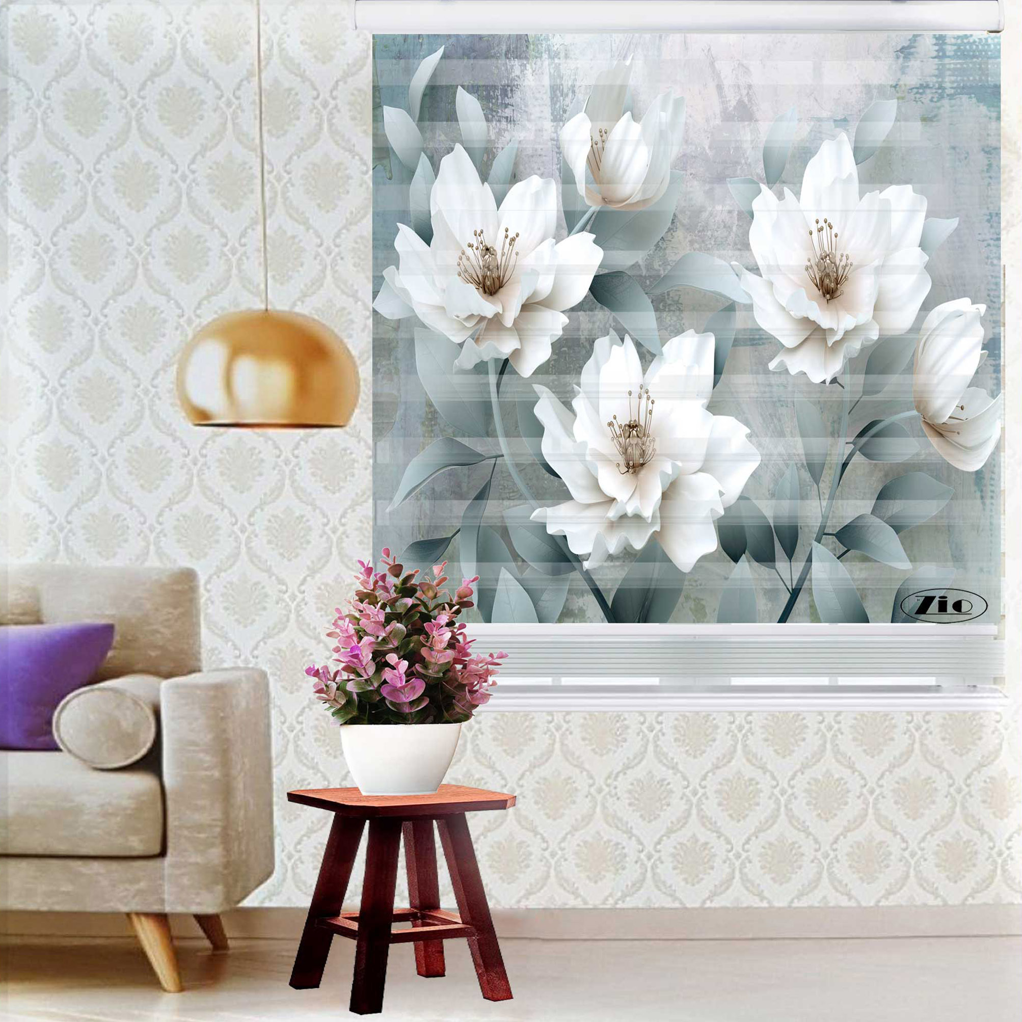 پرده زبرا زیو کد 3D1065 سایز 200x150 سانتی متر