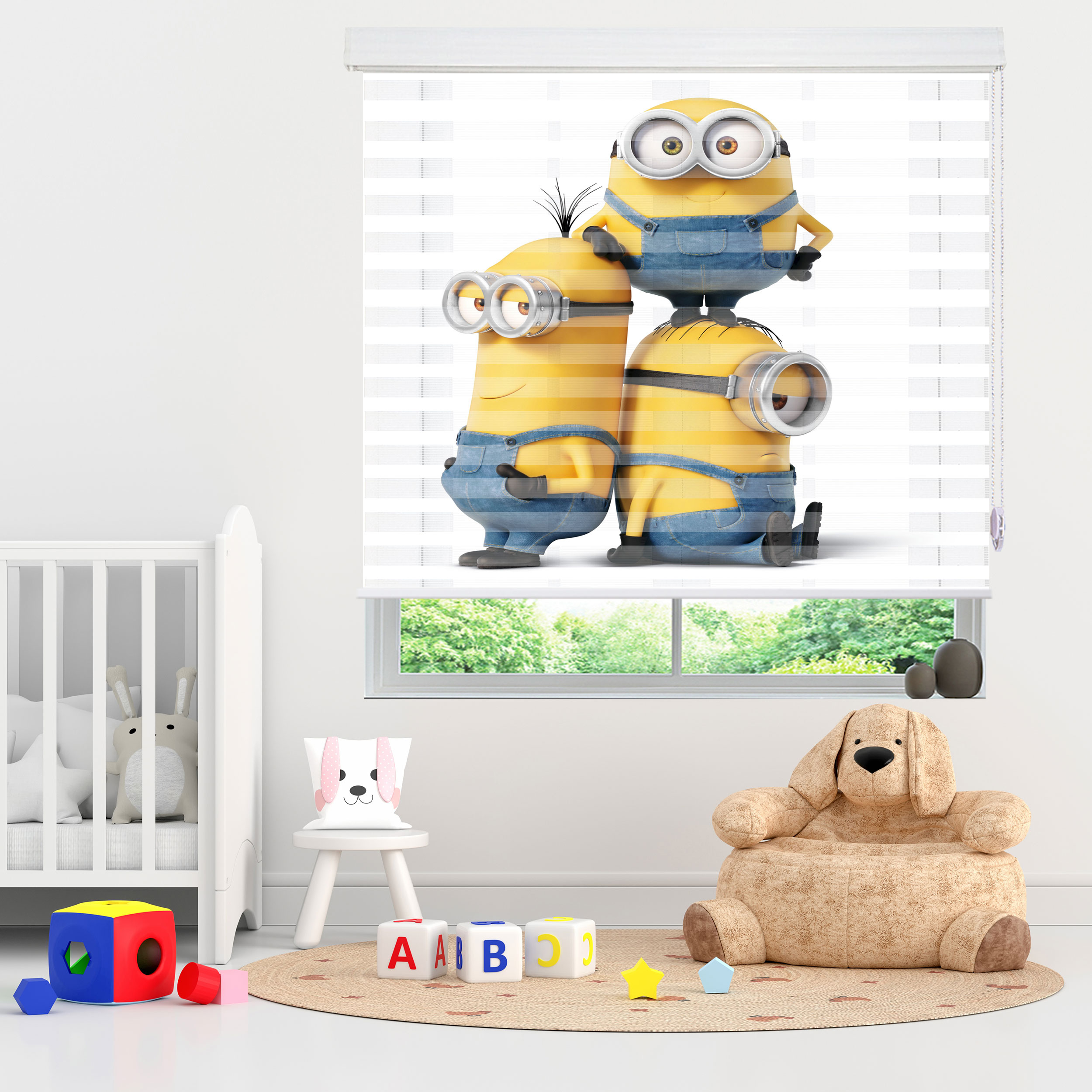 پرده زبرا زیو مدل مینیون ها کد K3112 سایز 200x280 سانتی متر