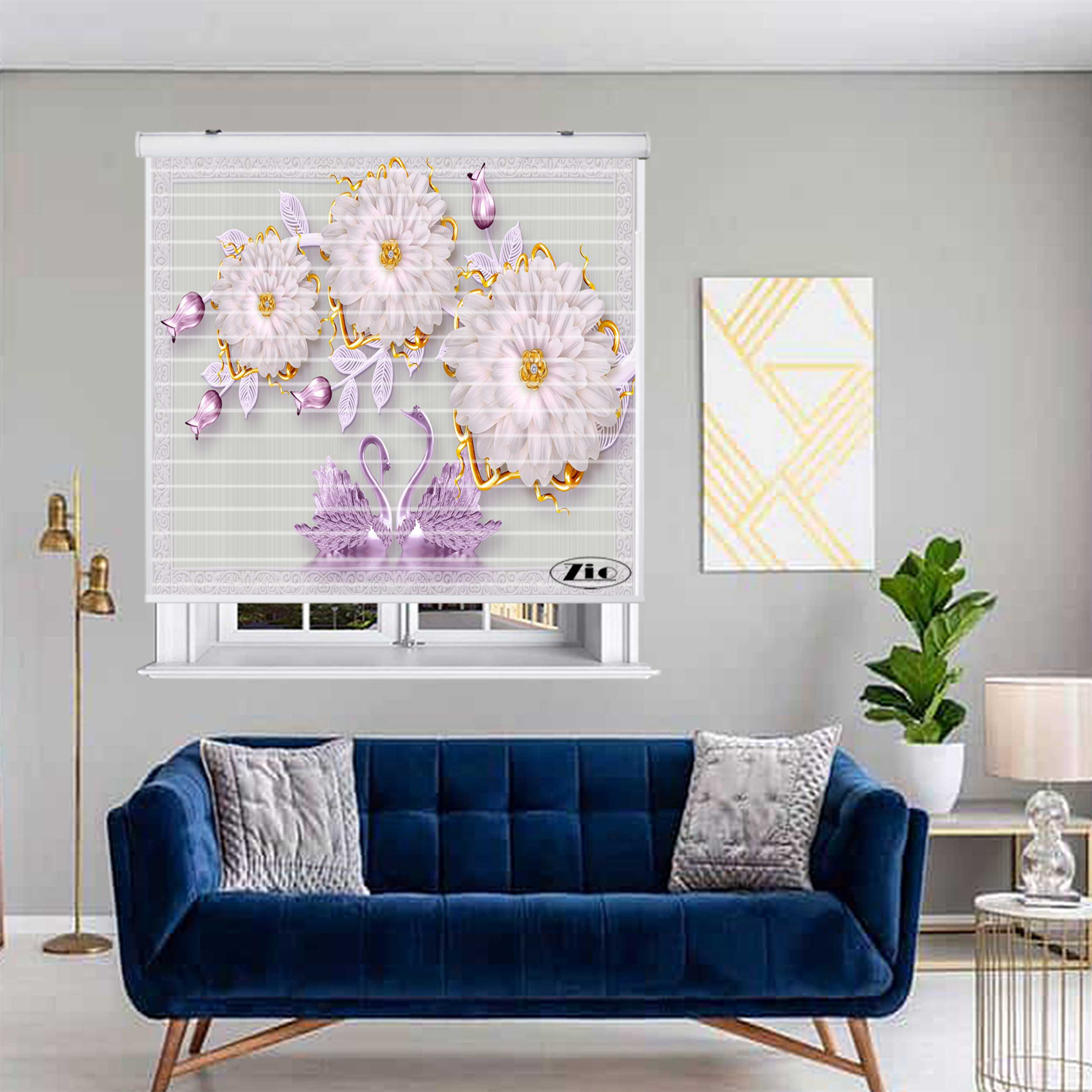 پرده زبرا زیو مدل سیلوئت 3D1190 سایز 150x150 سانتی متر