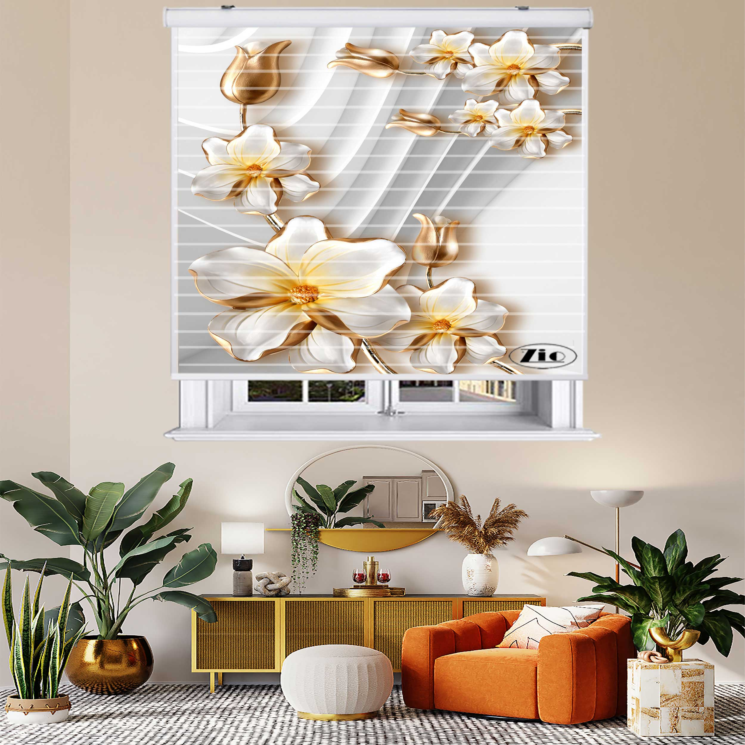 پرده زبرا زیو مدل سیلوئت 3D1164 سایز 150x150 سانتی متر