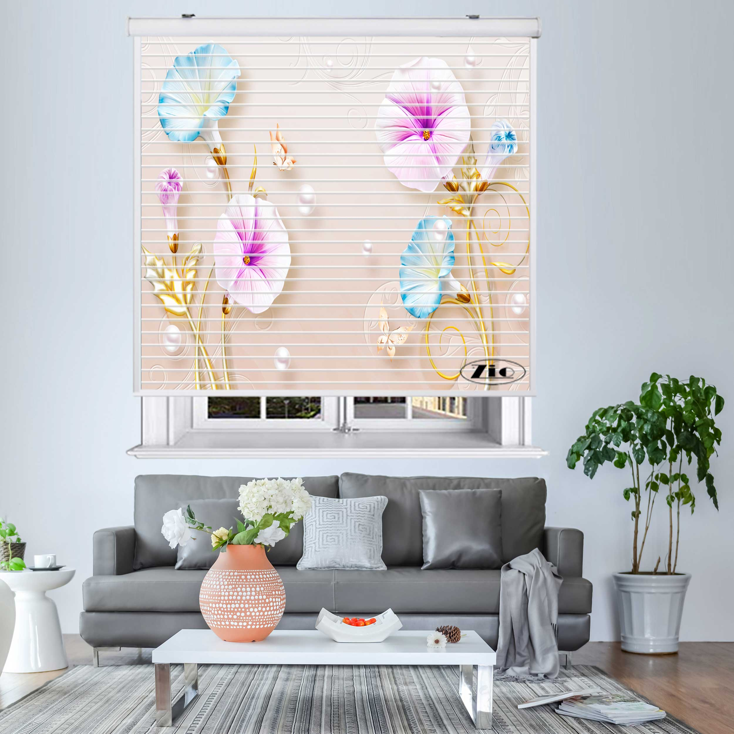 پرده زبرا زیو مدل سیلوئت 3D1402 سایز 150x150 سانتی متر