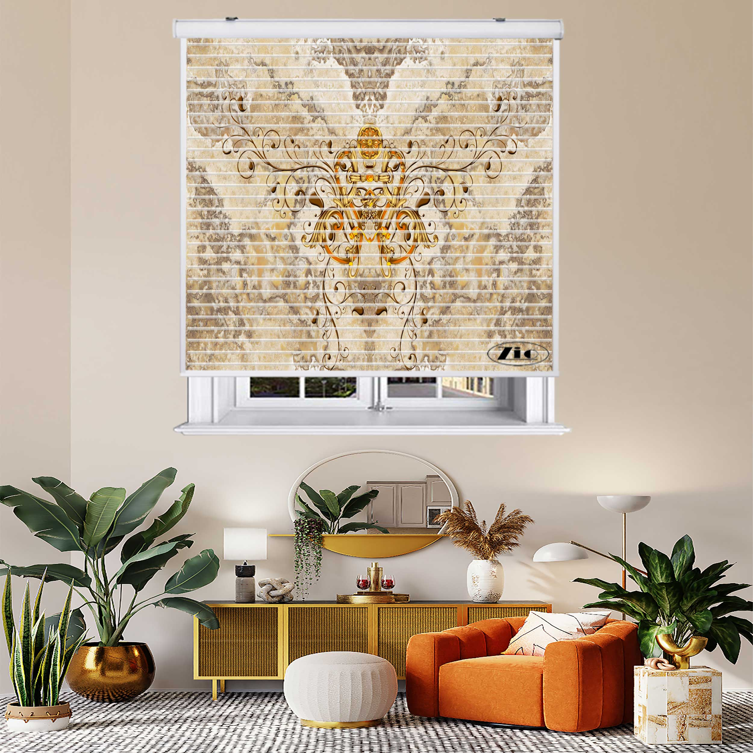 پرده زبرا زیو مدل سیلوئت 3D1411 سایز 150x150 سانتی متر