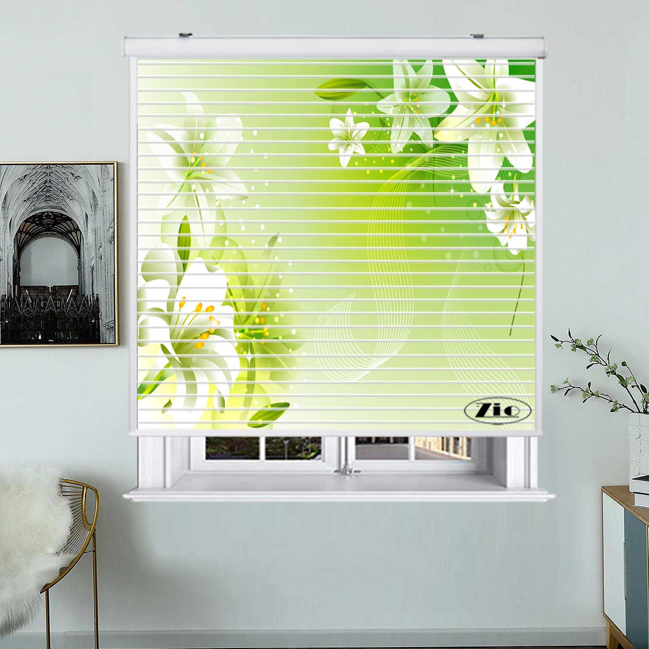 پرده زبرا زیو مدل سیلوئت 3D1438 سایز 150x150 سانتی متر