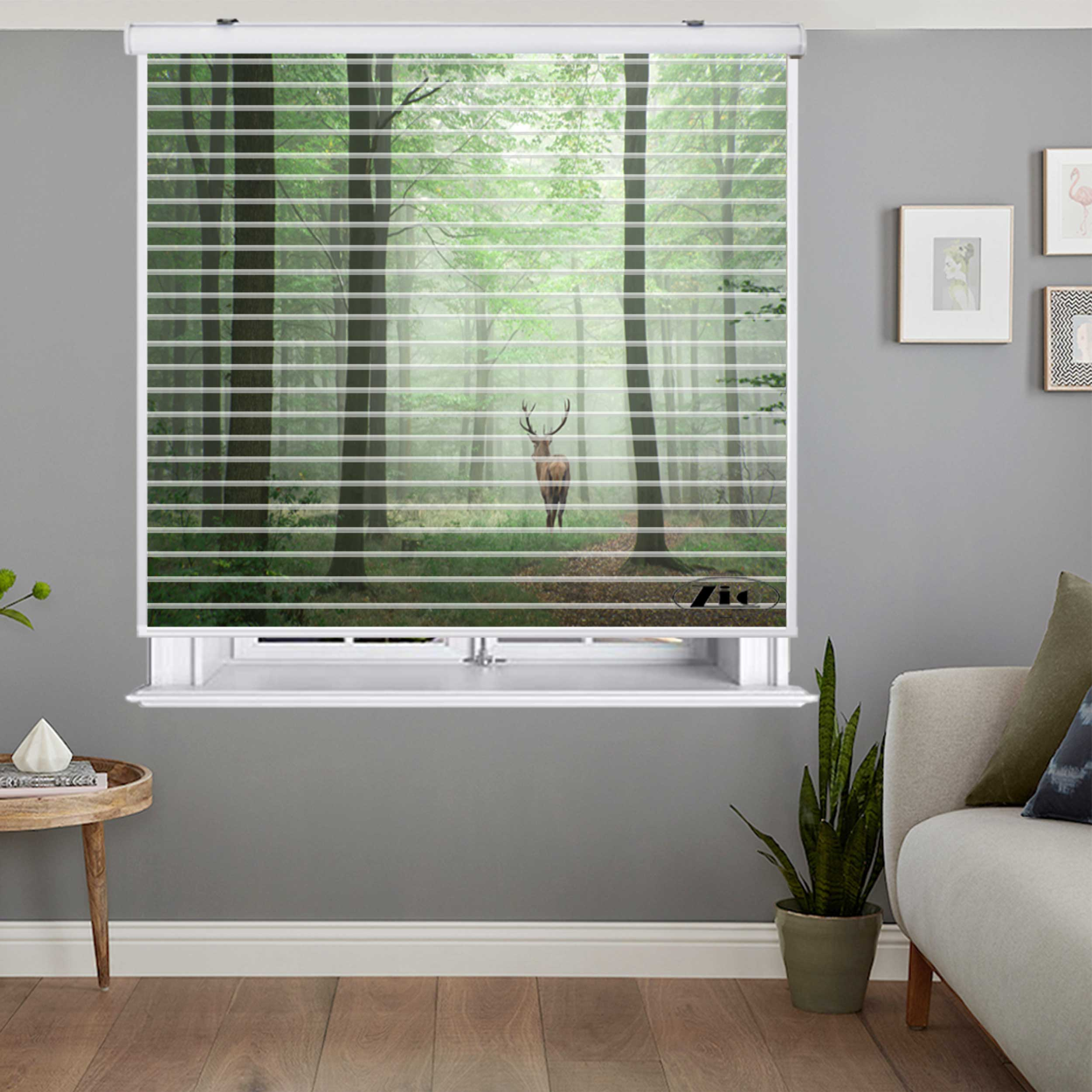 پرده زبرا زیو مدل سیلوئت کد L-5084 سایز 150x150 سانتی متر