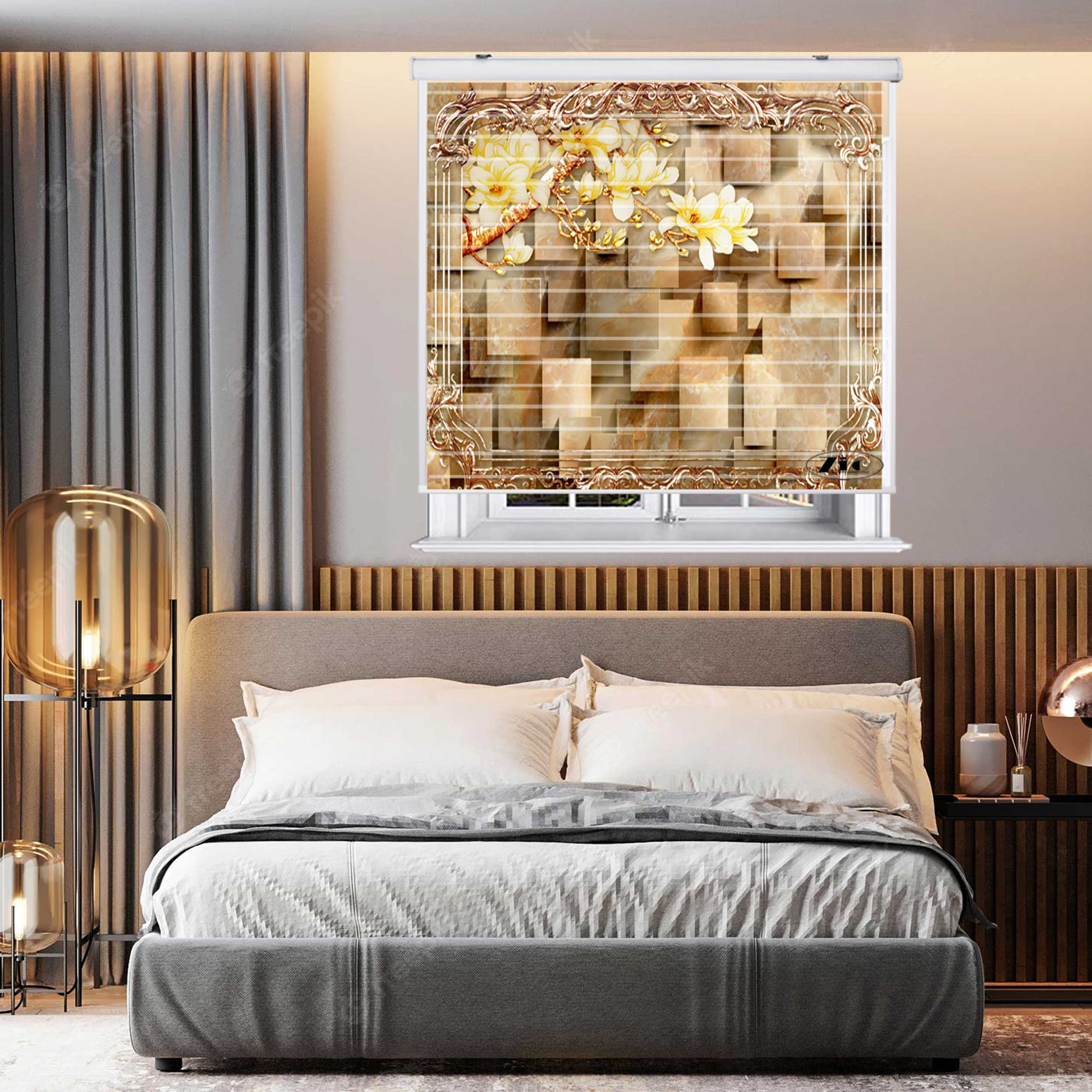 پرده زبرا زیو مدل سیلوئت کد 3D1167 سایز 150x150 سانتی متر