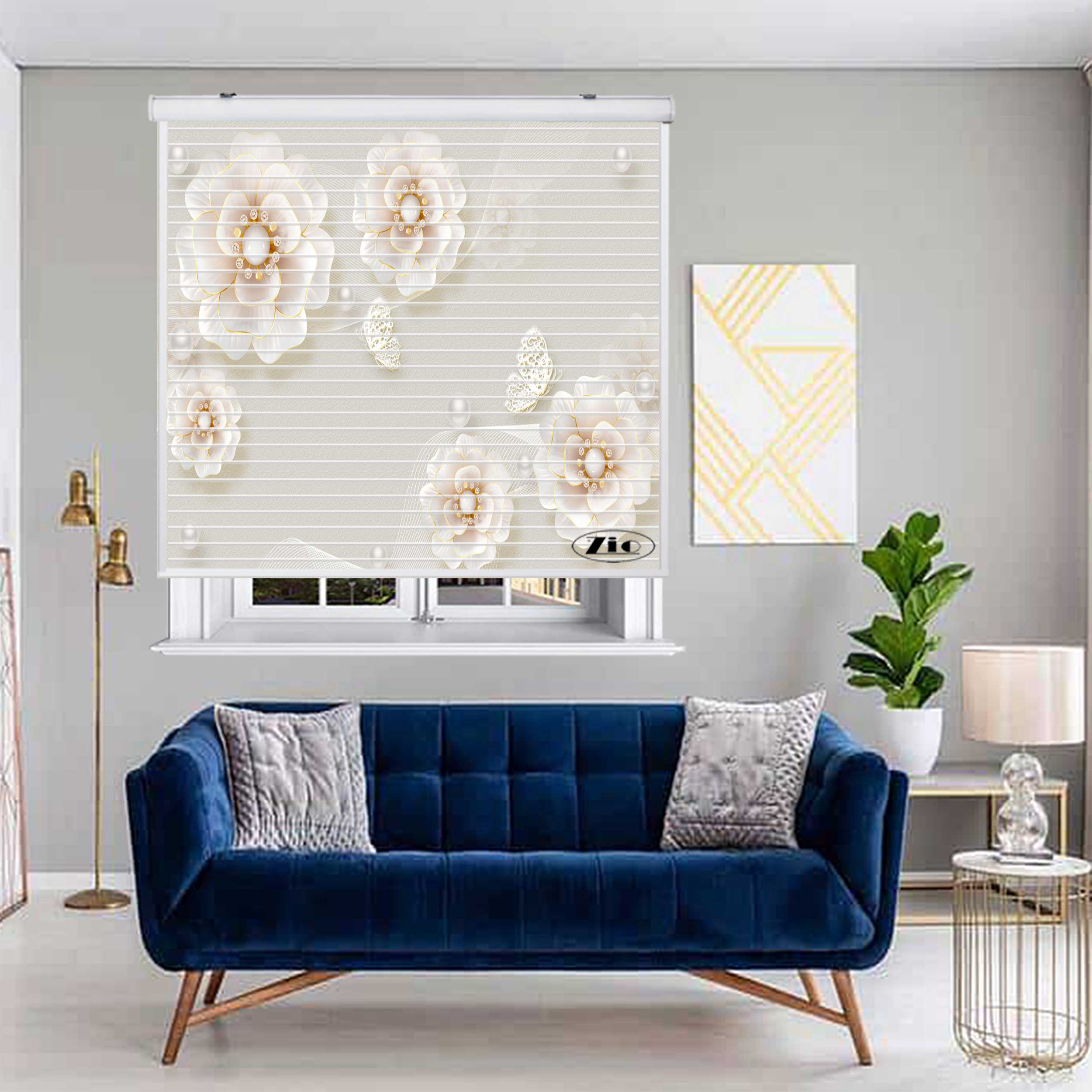 پرده زبرا زیو مدل سیلوئت 3D1348 سایز 150x150 سانتی متر