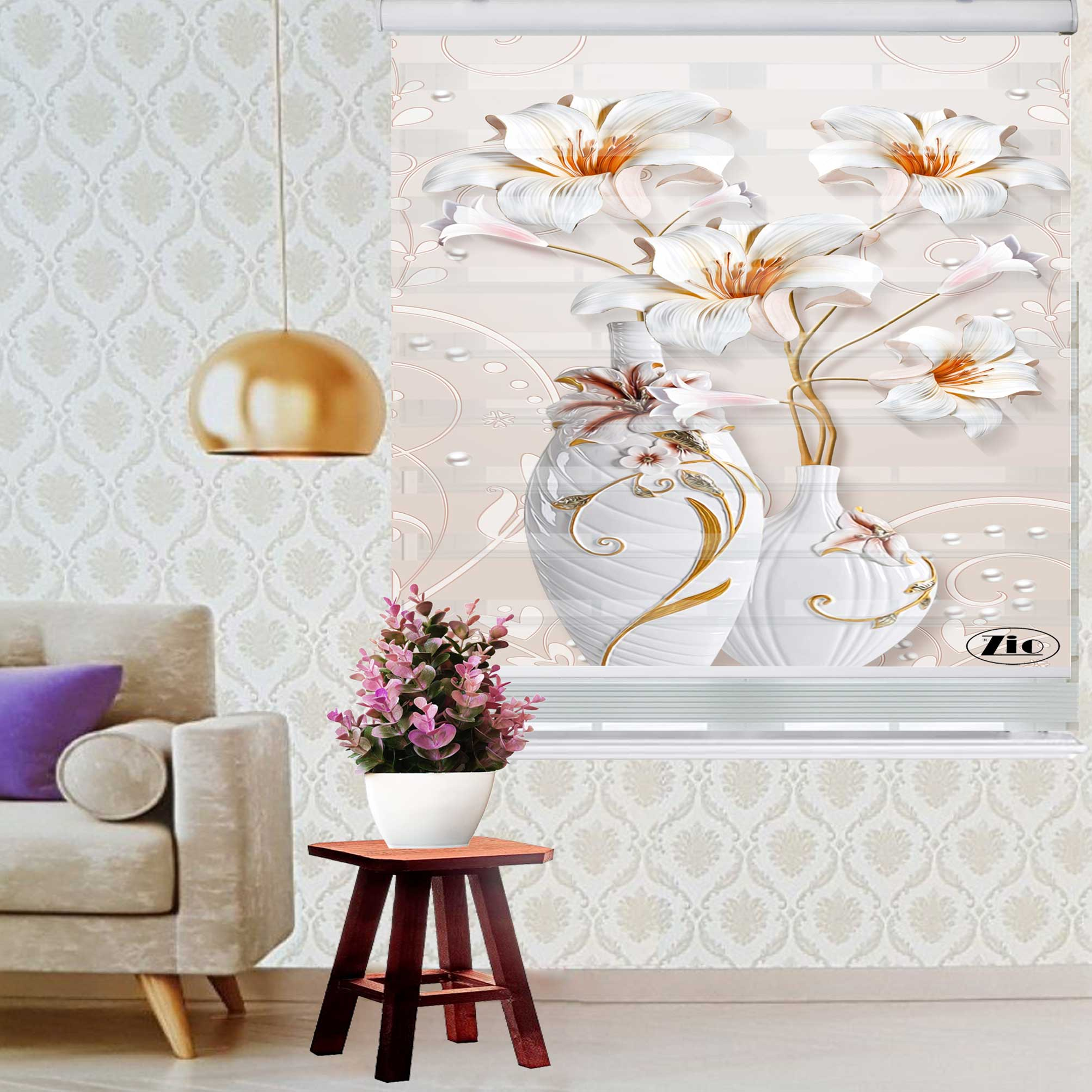 پرده زبرا زیو کد 1081 سایز 150x150 سانتی متر