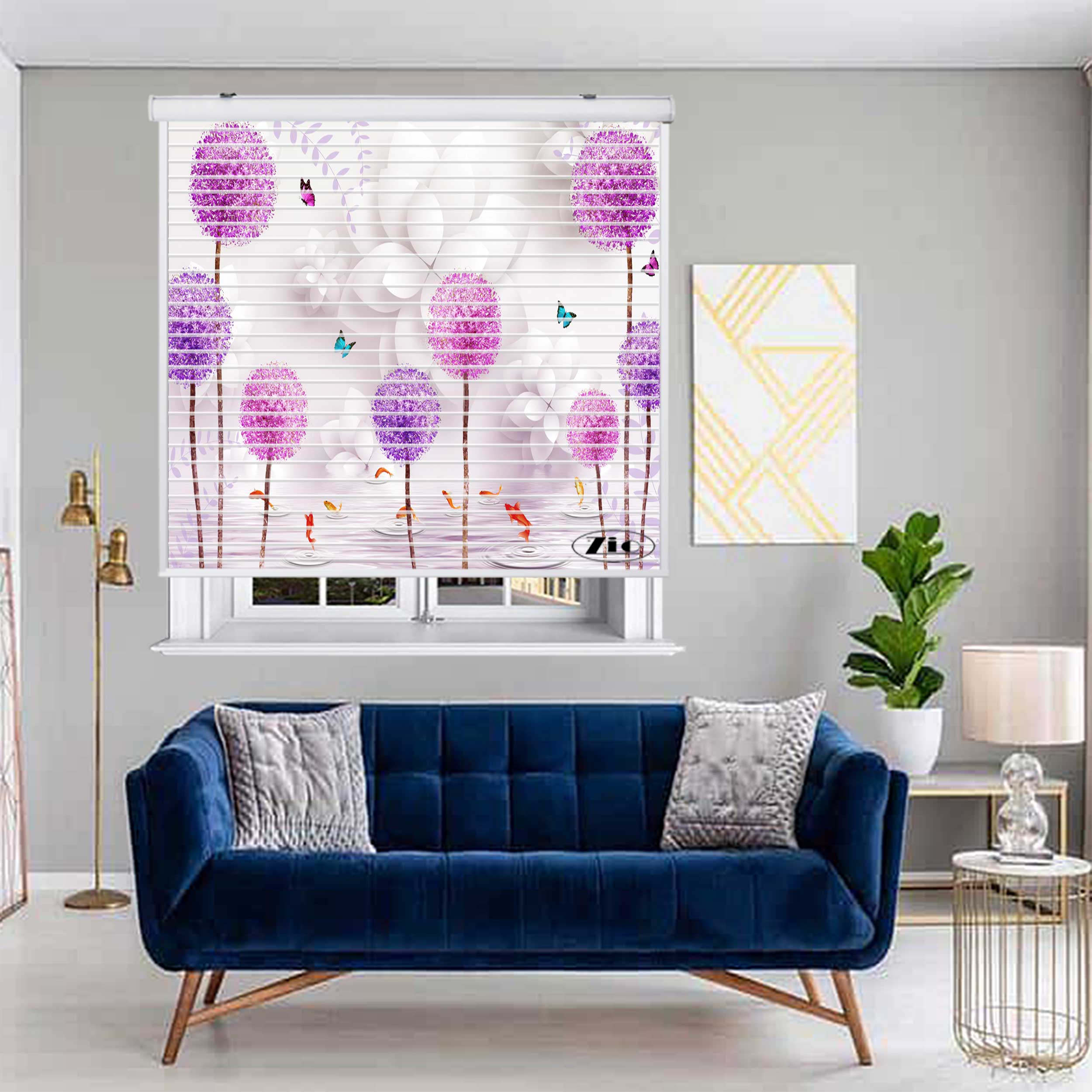 پرده زبرا زیو مدل سیلوئت 3D1494 سایز 150x150 سانتی متر
