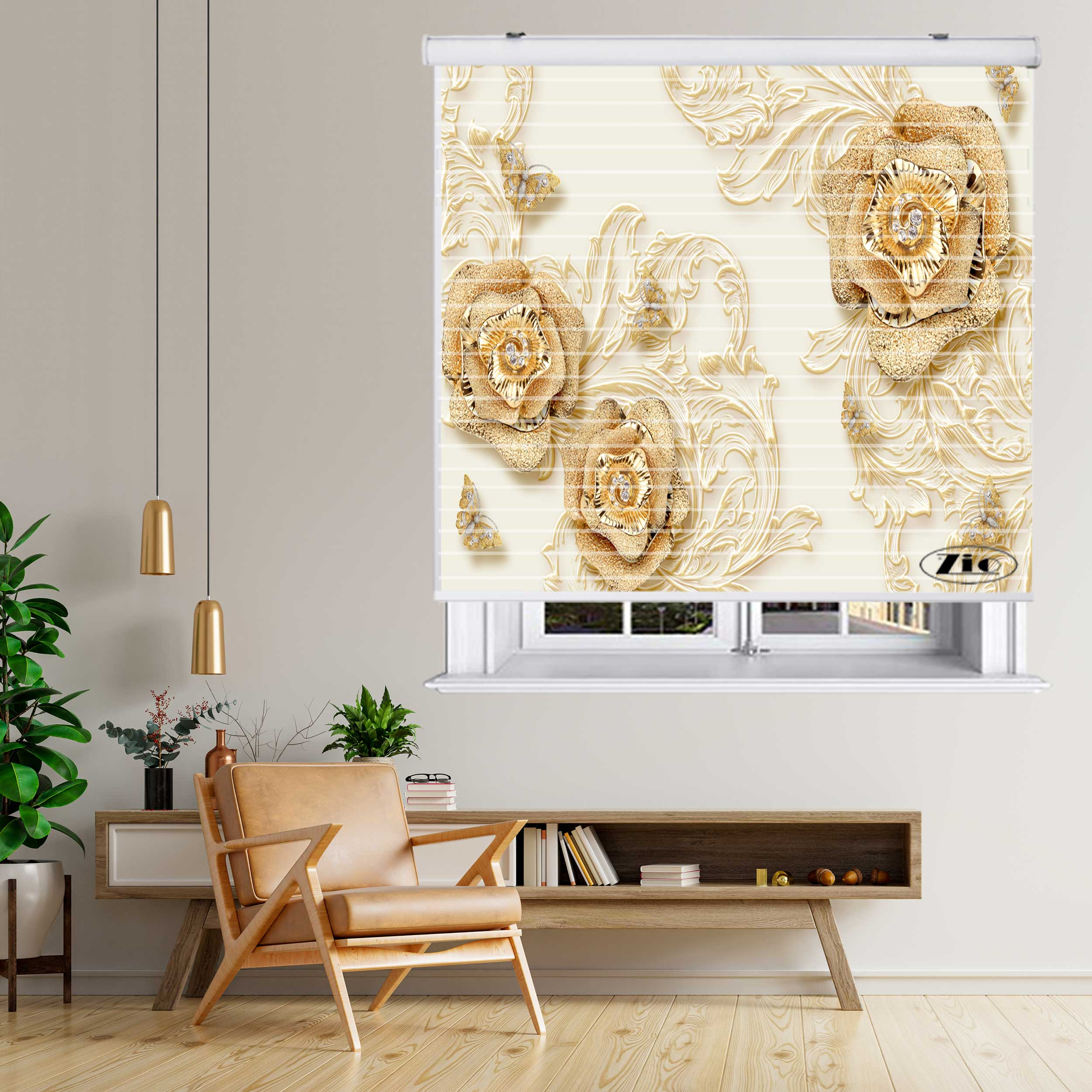 پرده زبرا زیو مدل سیلوئت 3D1201 سایز 150x150 سانتی متر