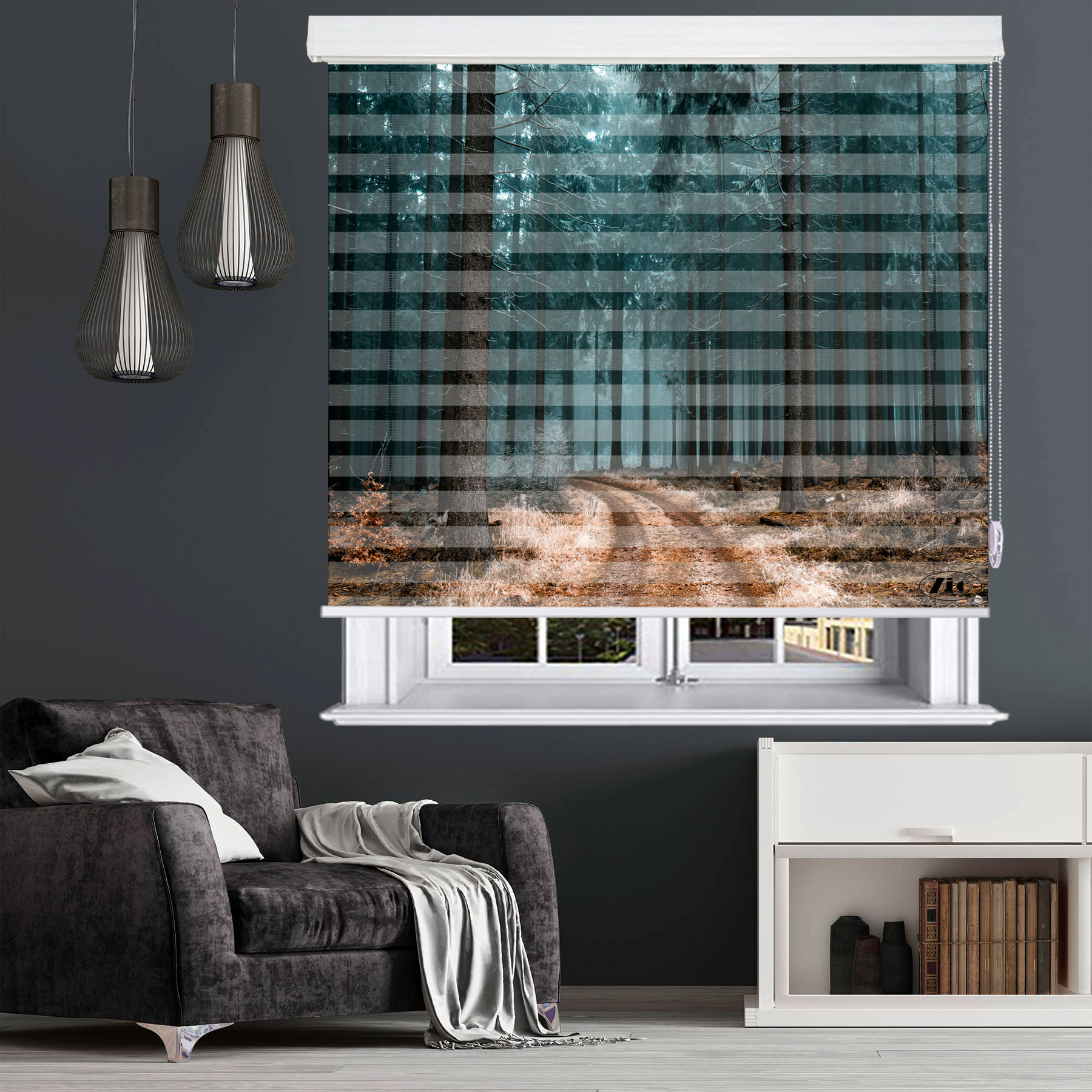 پرده زبرا زیو مدل O-7025 سایز 150x150 سانتی متر