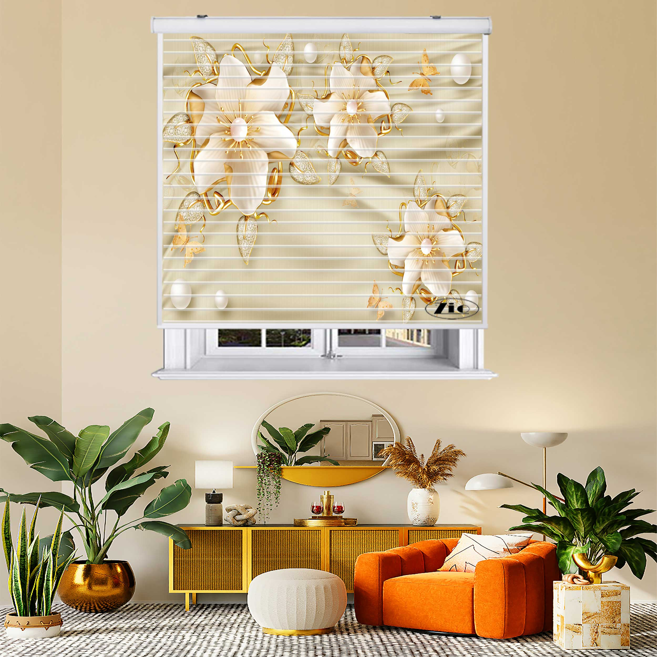 پرده زبرا زیو مدل سیلوئت 3D1339 سایز 150x150 سانتی متر