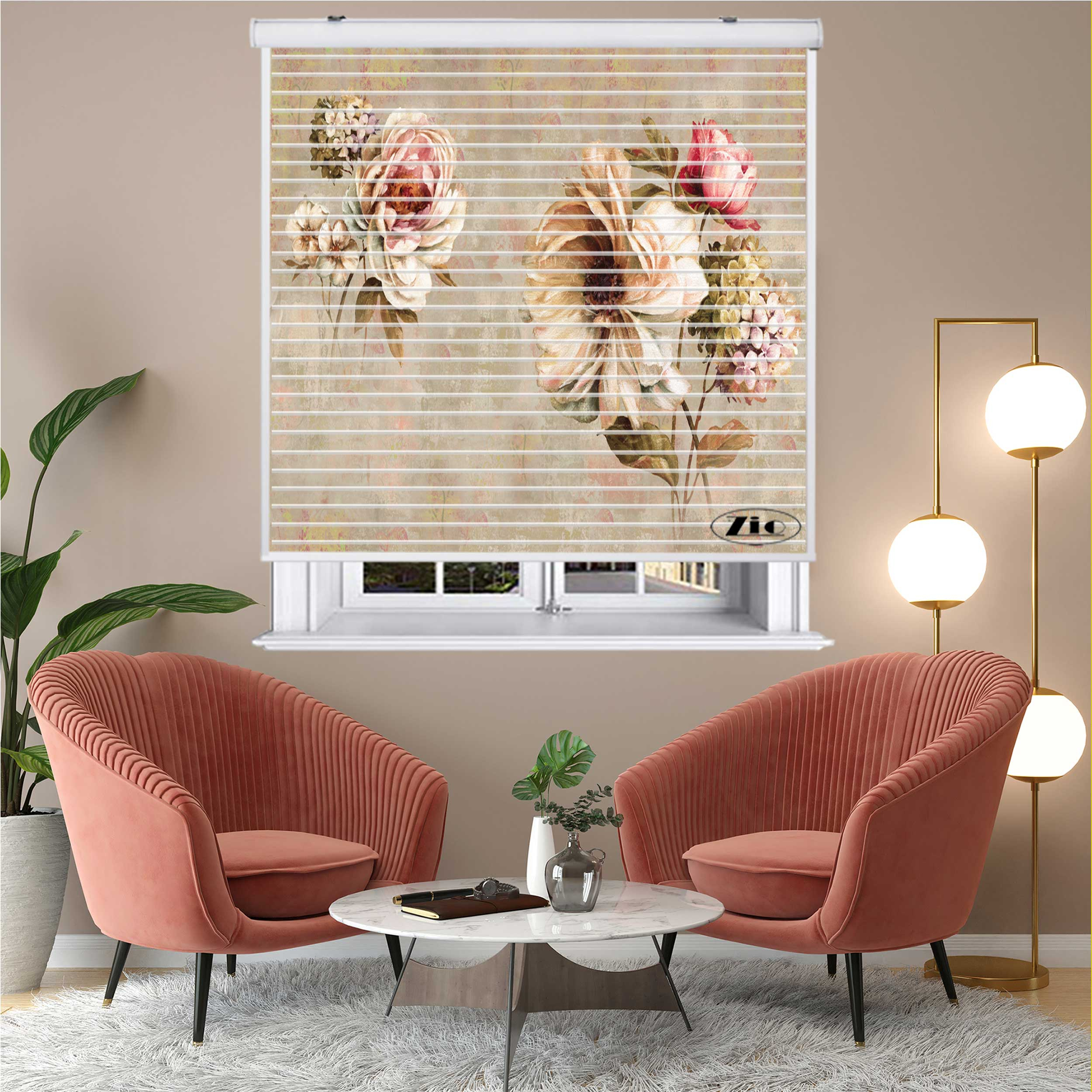پرده زبرا زیو مدل سیلوئت 3D1529 سایز 150x150 سانتی متر