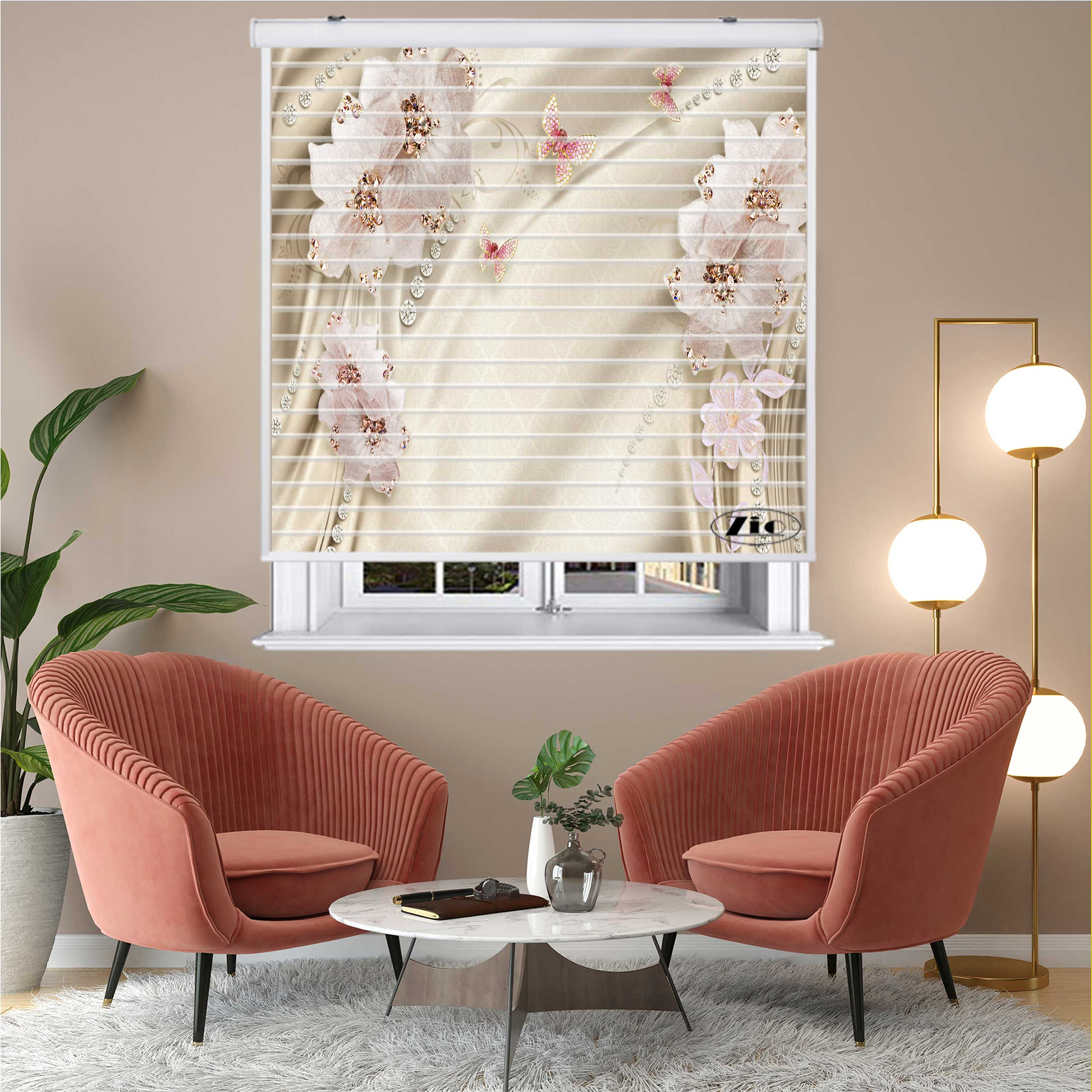پرده زبرا زیو مدل سیلوئت 3D1295 سایز 150x150 سانتی متر
