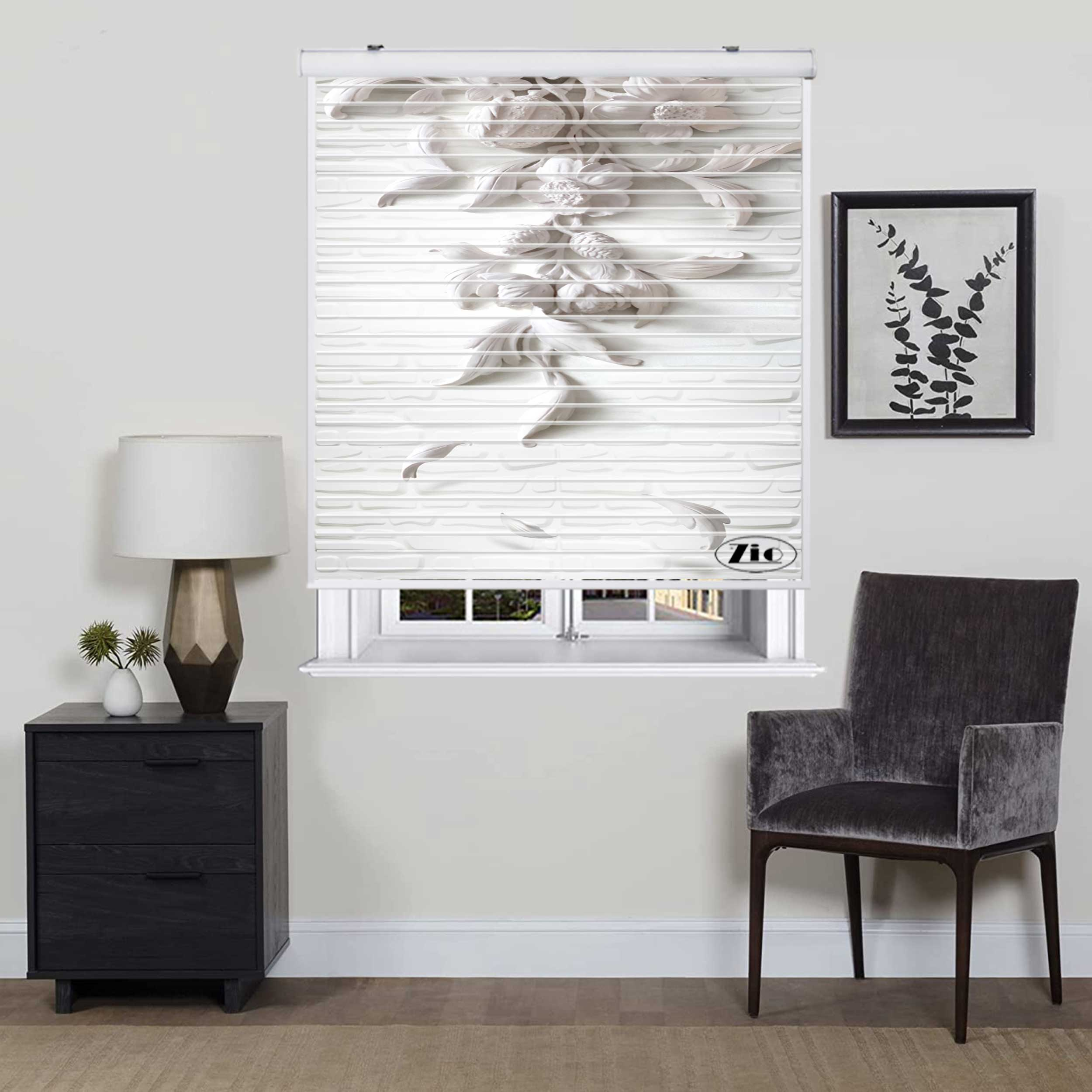 پرده زبرا زیو مدل سیلوئت 3D1260 سایز 150x150 سانتی متر