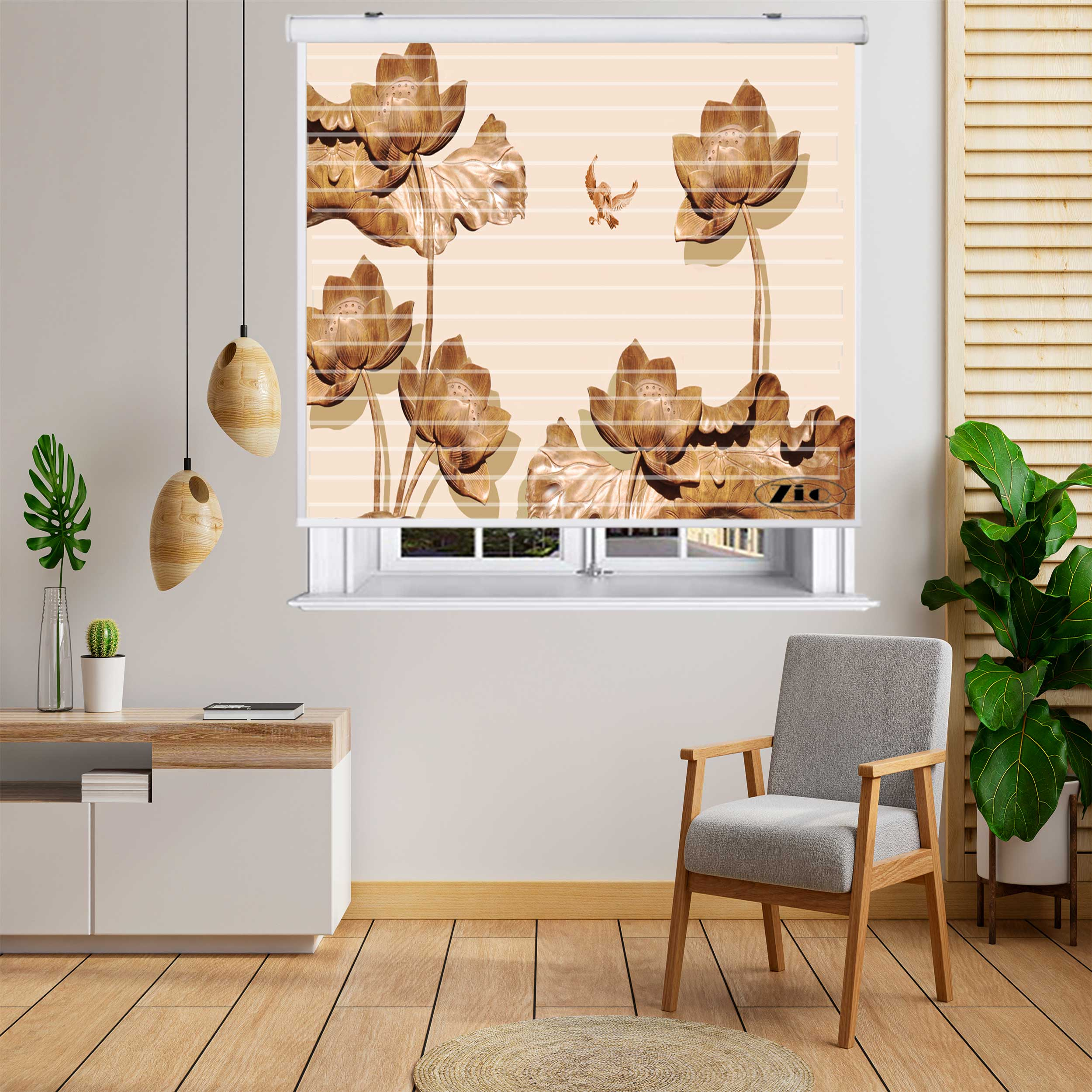 پرده زبرا مدل 3D1015 سایز 150x150 سانتی متر