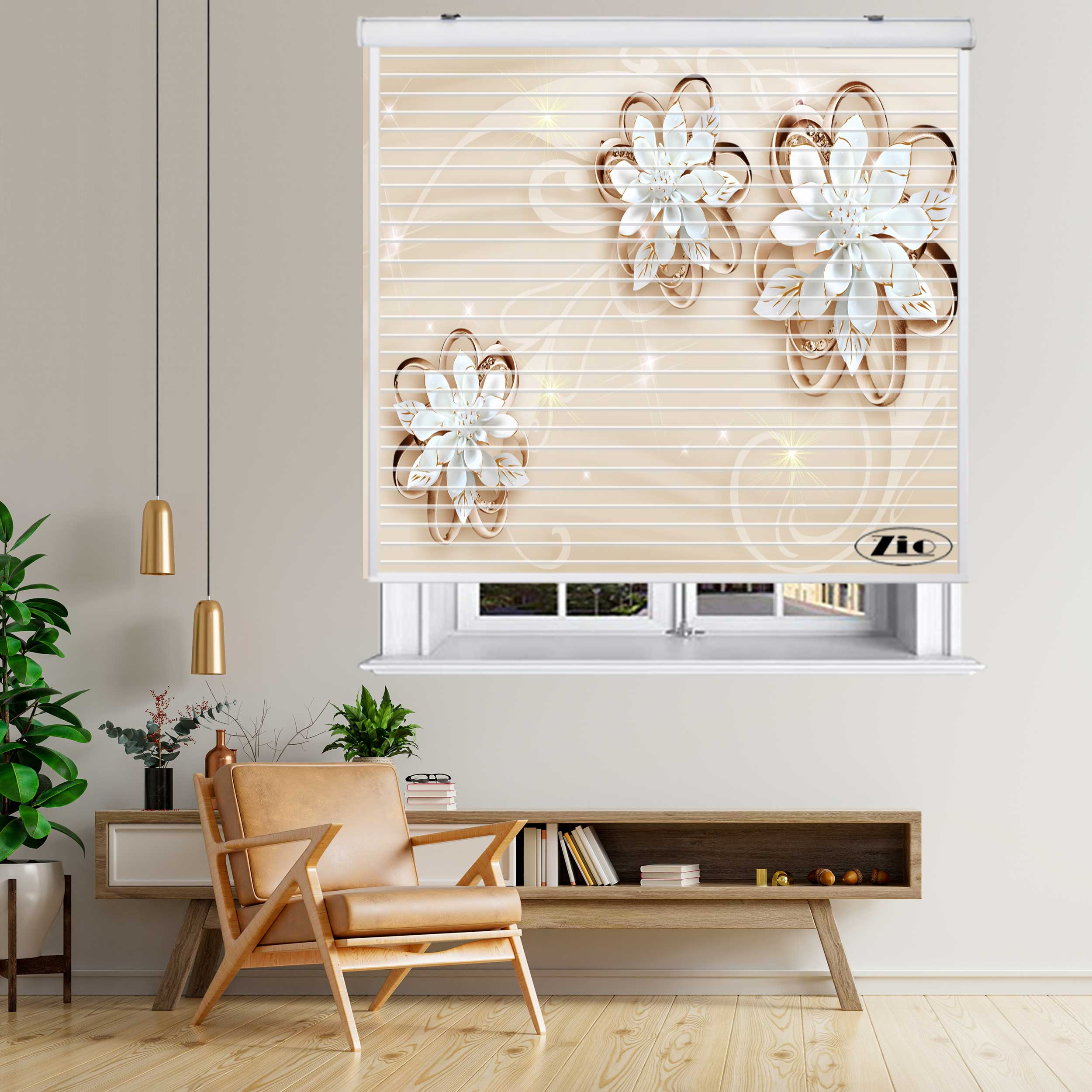 پرده زبرا زیو مدل سیلوئت 3D1514 سایز 150x150 سانتی متر