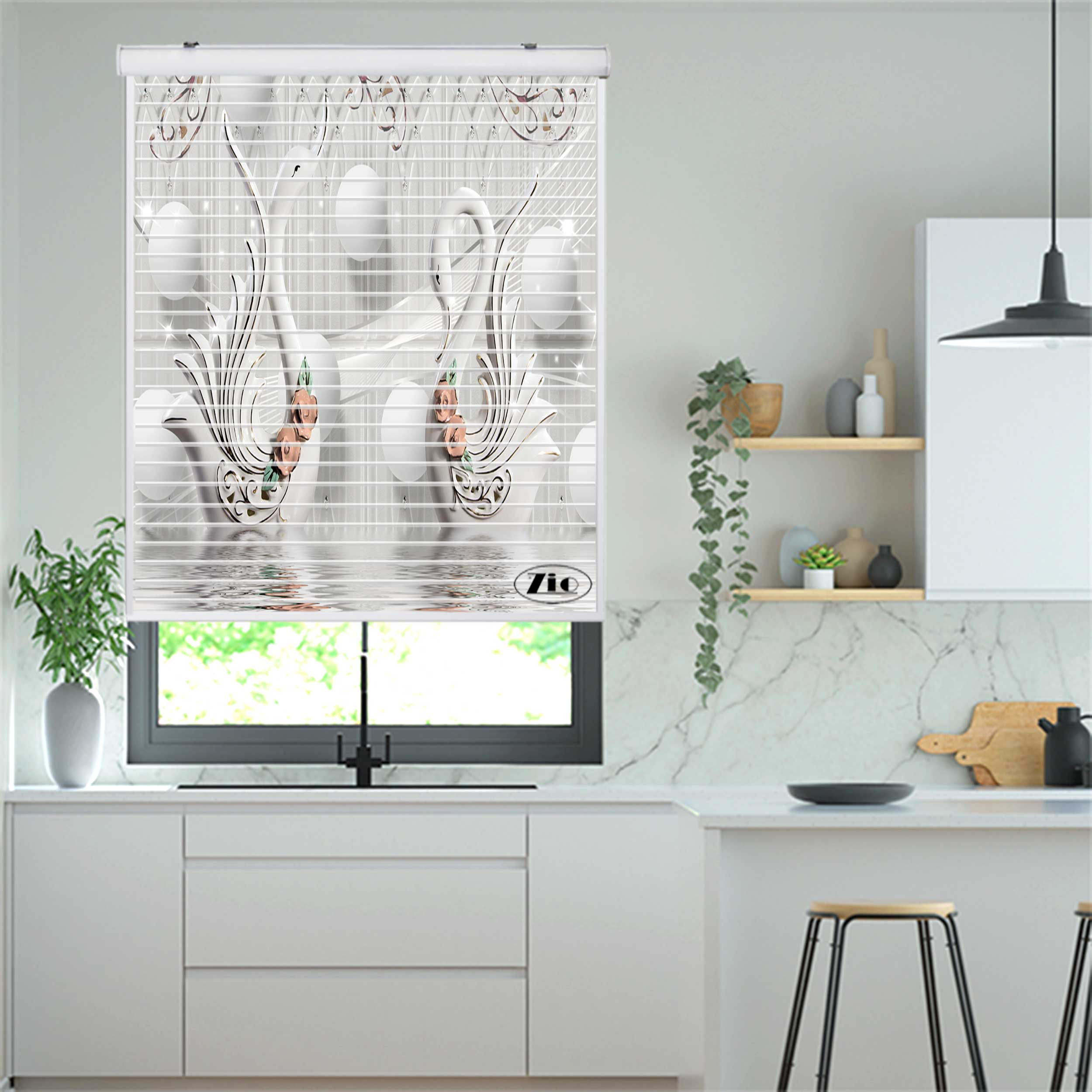 پرده زبرا زیو مدل سیلوئت 3D1261 سایز 150x150 سانتی متر