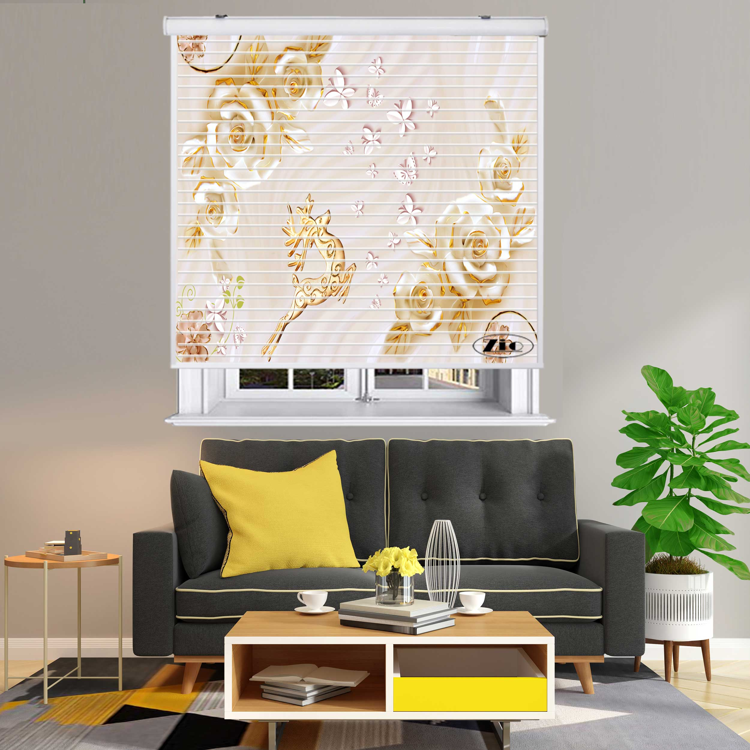 پرده زبرا زیو مدل سیلوئت 3D1480 سایز 150x150 سانتی متر