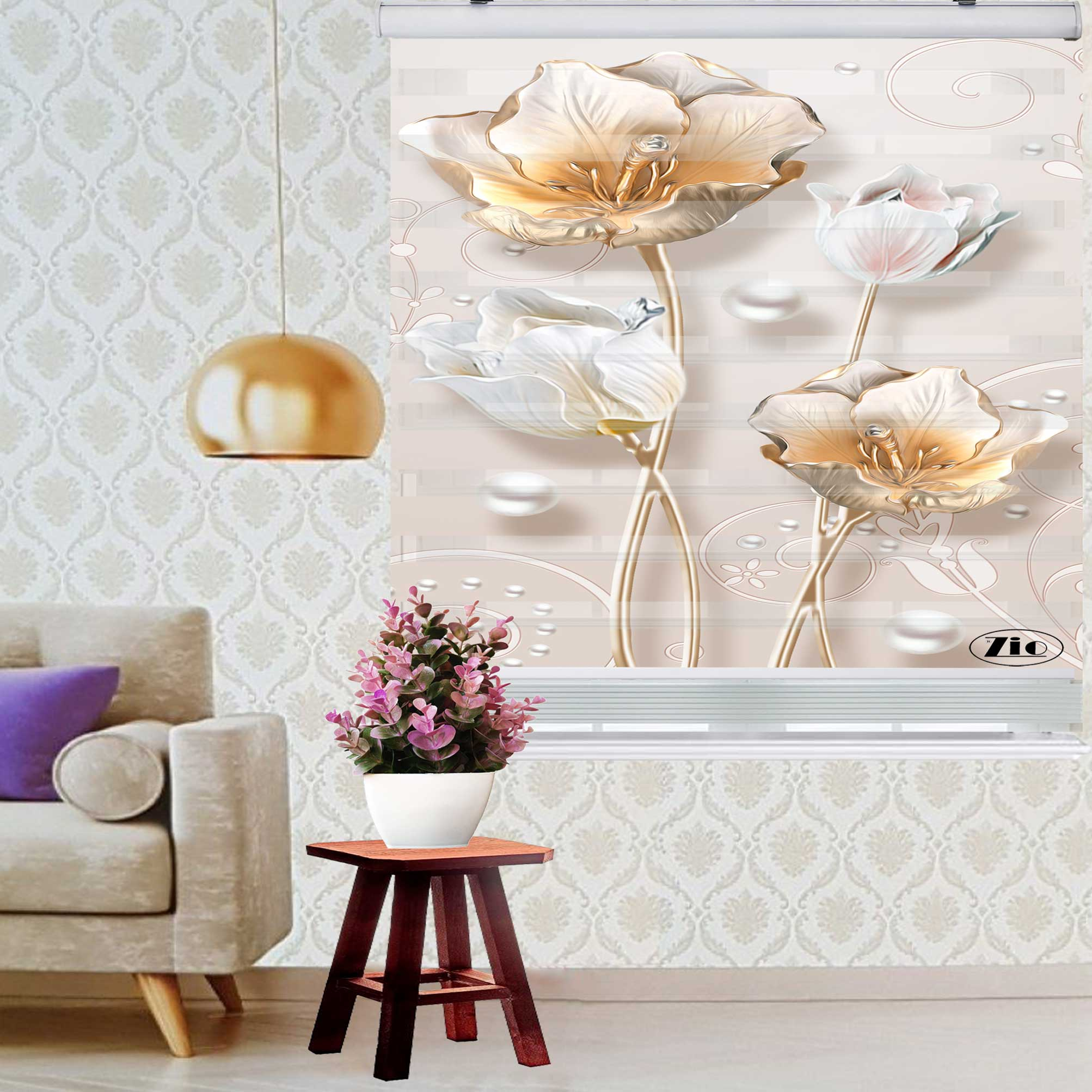 پرده زبرا زیو کد 3D1080 سایز 150x200 سانتی متر