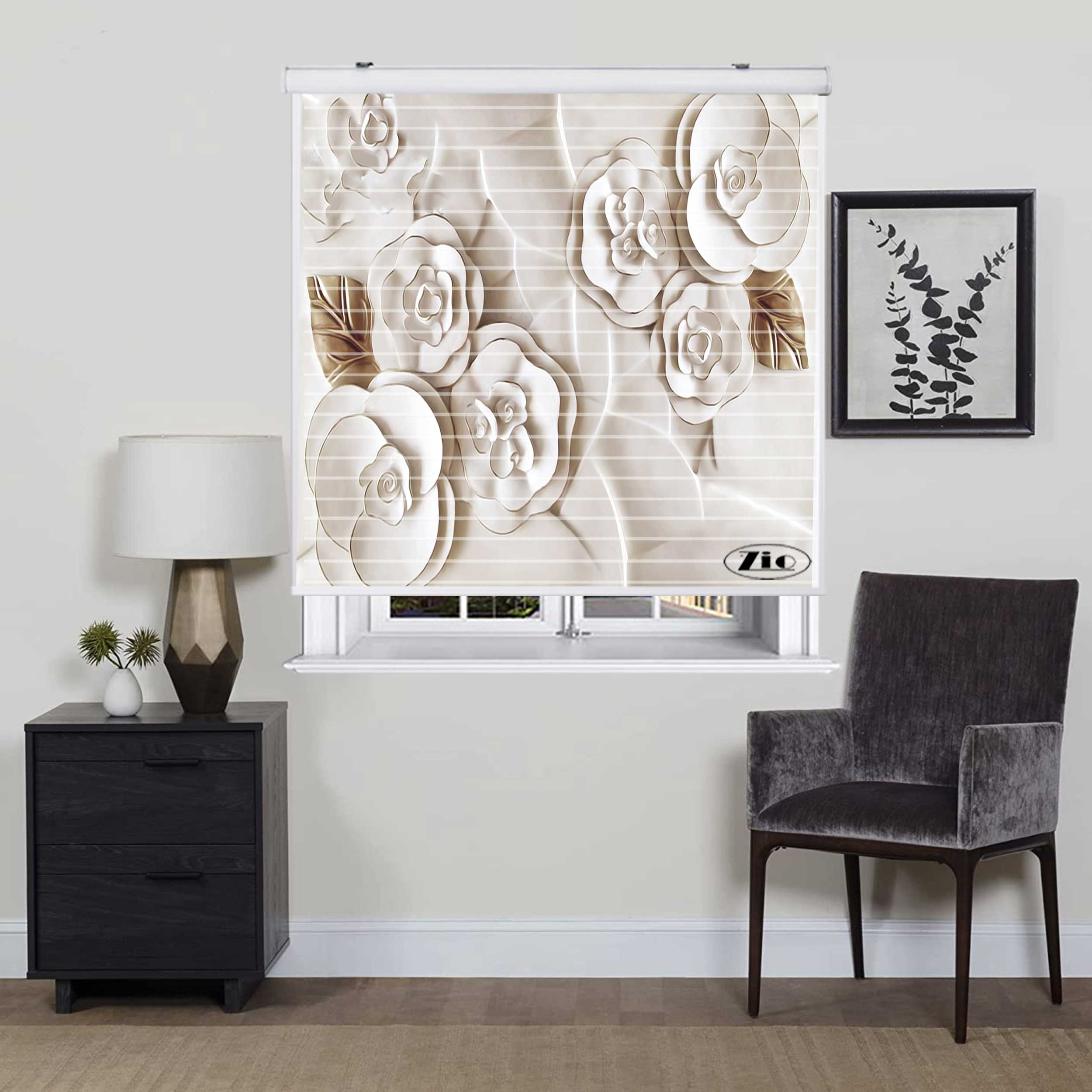 پرده زبرا زیو مدل سیلوئت کد 3D1159 سایز 150x150 سانتی متر