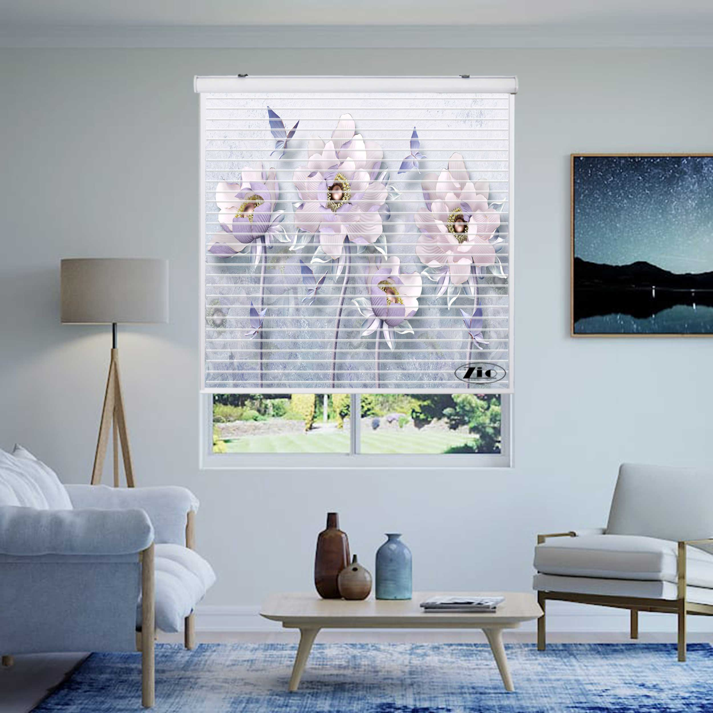 پرده زبرا زیو مدل سیلوئت 3D1530 سایز 150x150 سانتی متر