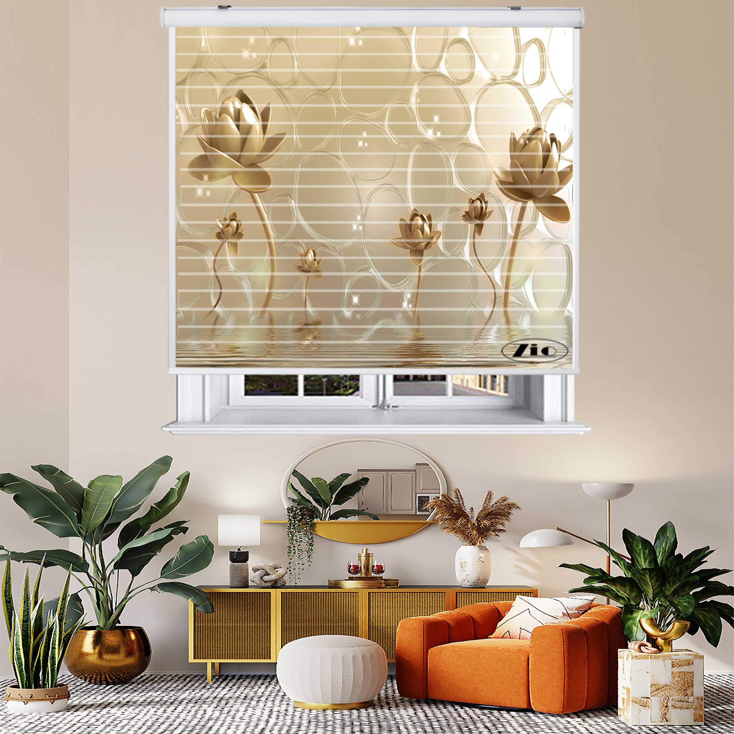 پرده زبرا زیو مدل 3D1134 سایز 150x150 سانتی متر