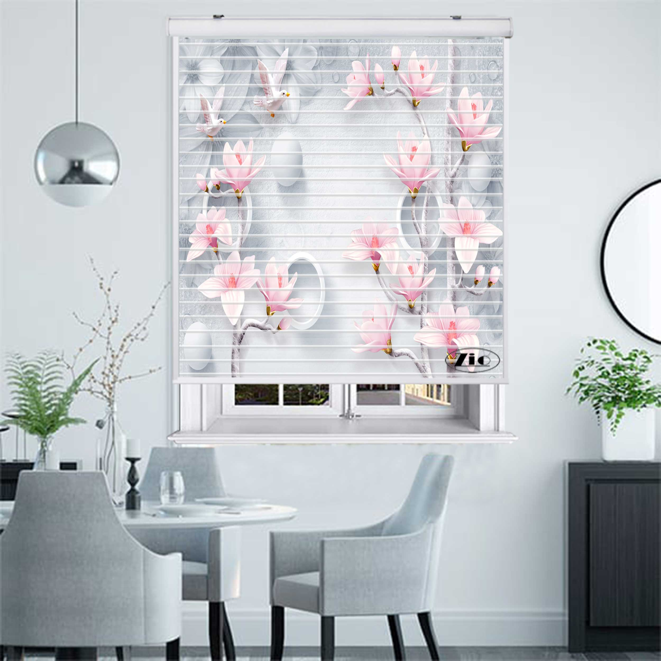 پرده زبرا زیو مدل سیلوئت 3D1341 سایز 150x150 سانتی متر