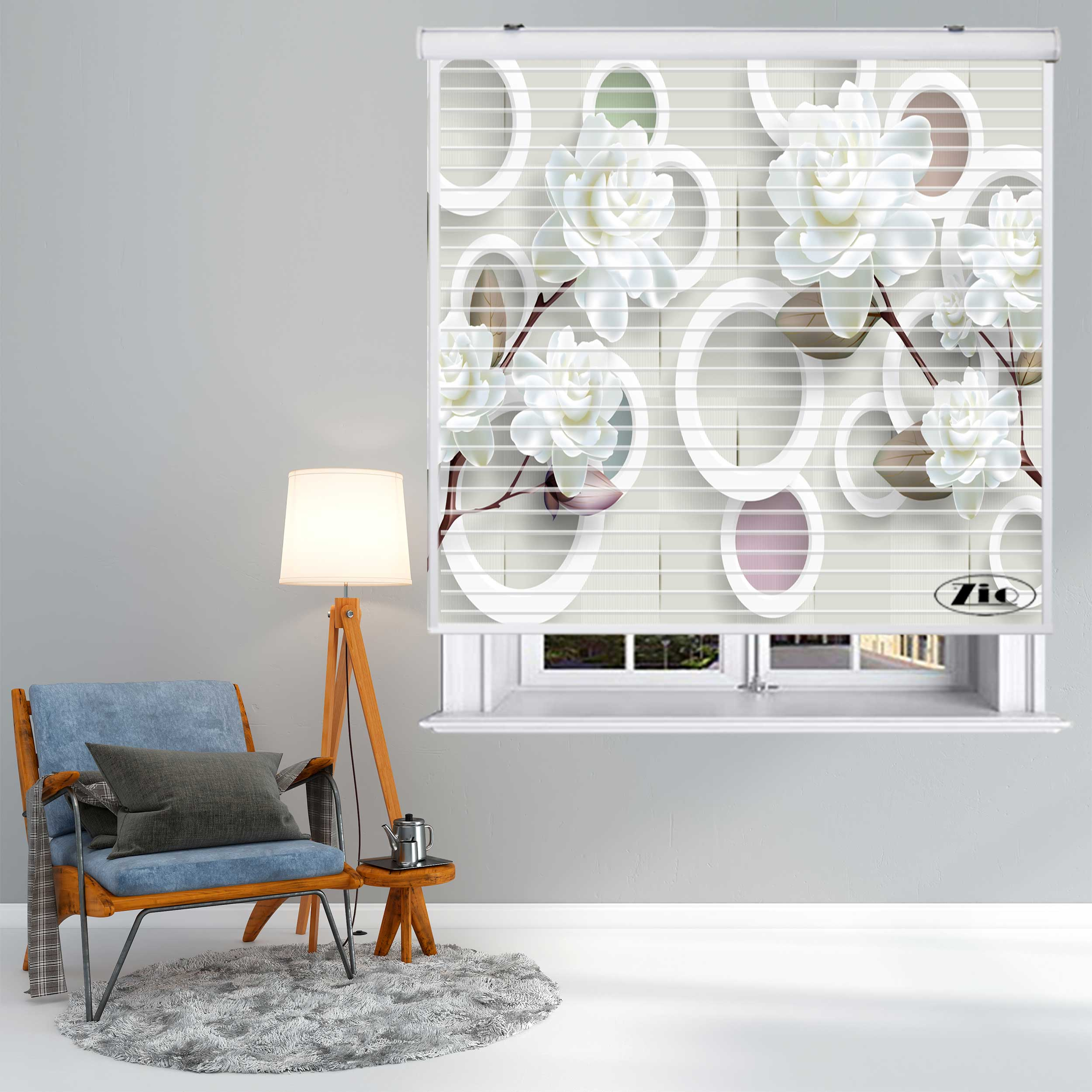 پرده زبرا زیو مدل سیلوئت 3D1486 سایز 150x150 سانتی متر