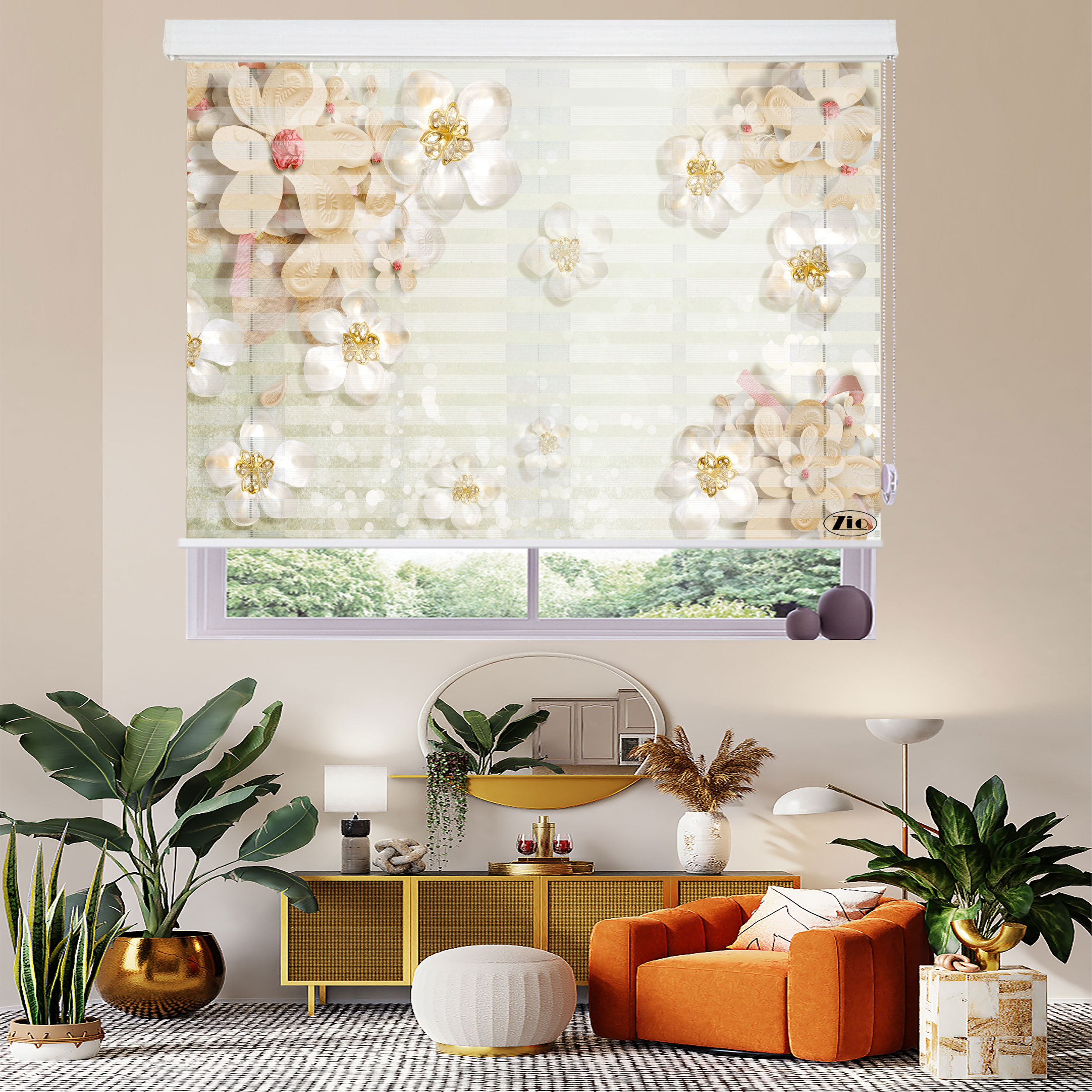 پرده زبرا زیو مدل 3D-1044 سایز 100x200 سانتی متر