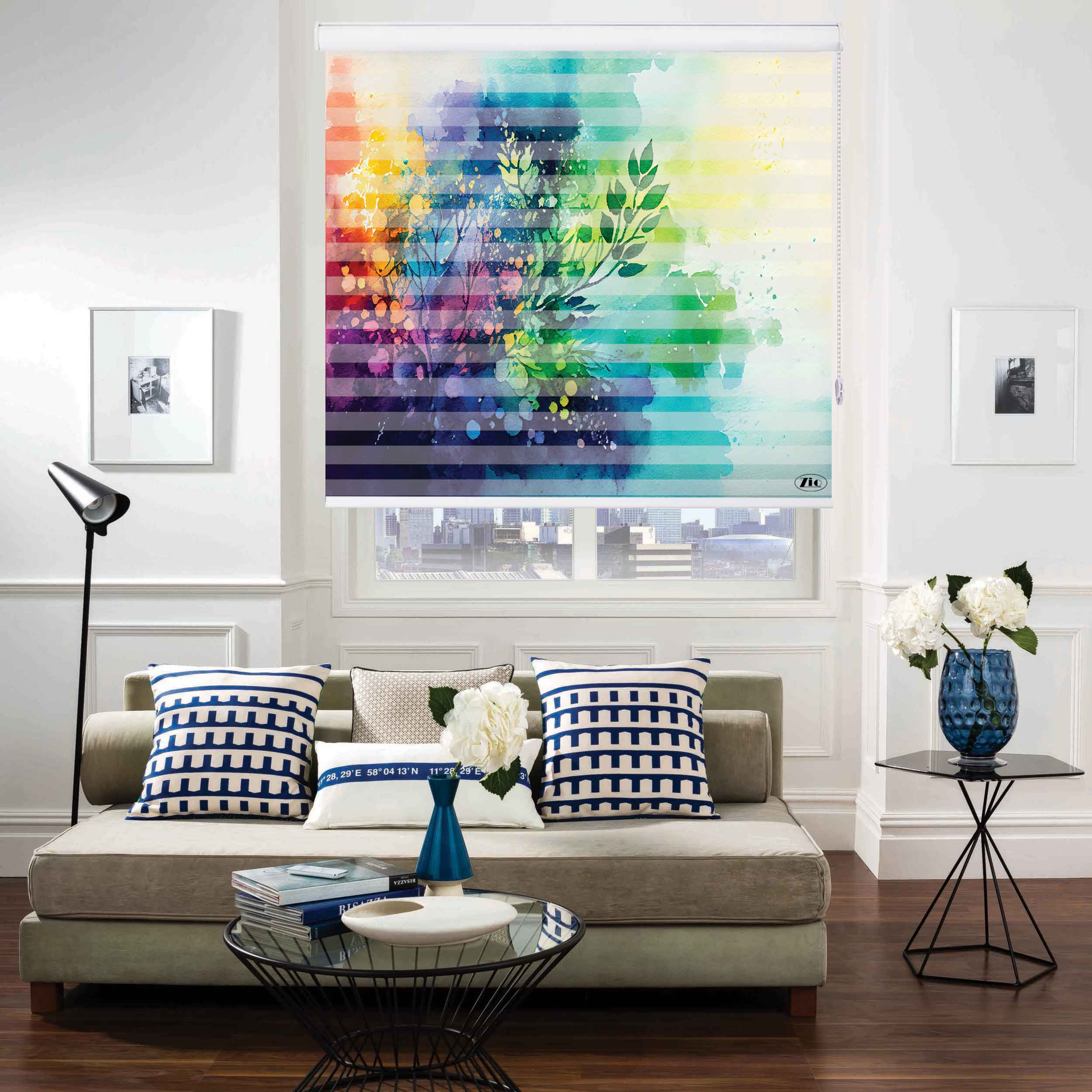 پرده زبرا زیو طرح watercolor-9 سایز 200x280 سانتی متر