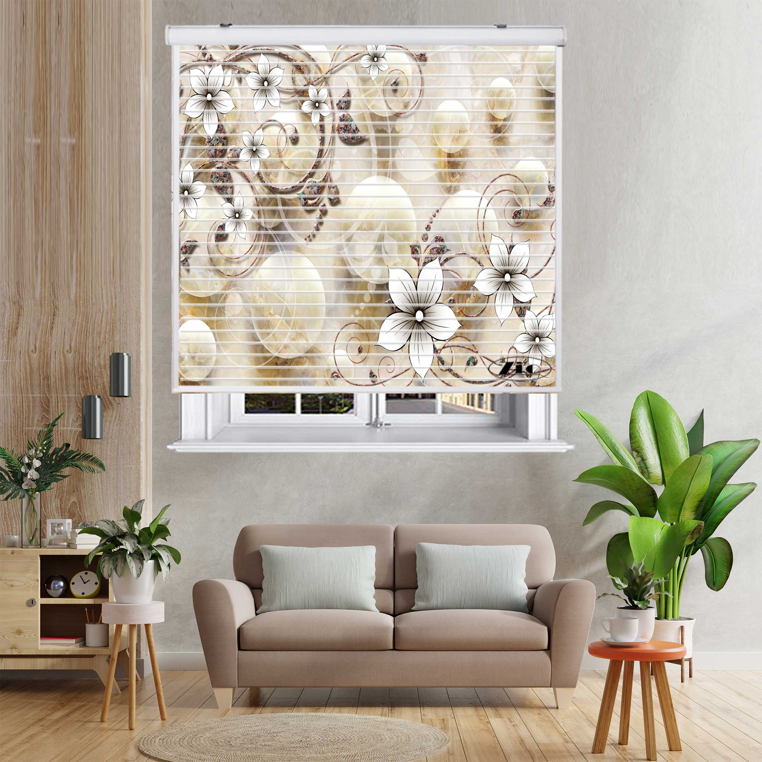 پرده زبرا زیو مدل سیلوئت 3D1417 سایز 150x150 سانتی متر