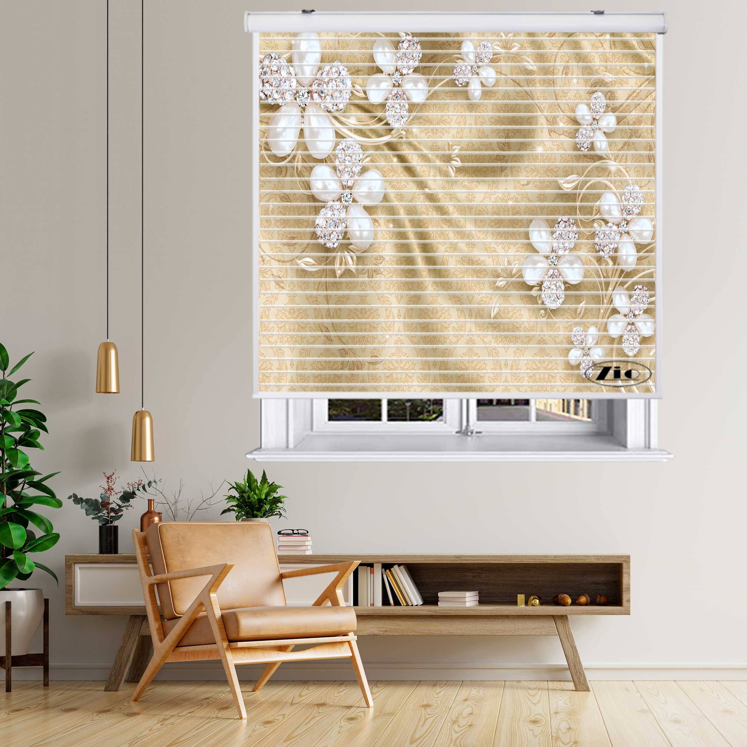 پرده زبرا زیو مدل سیلوئت 3D1508 سایز 150x150 سانتی متر